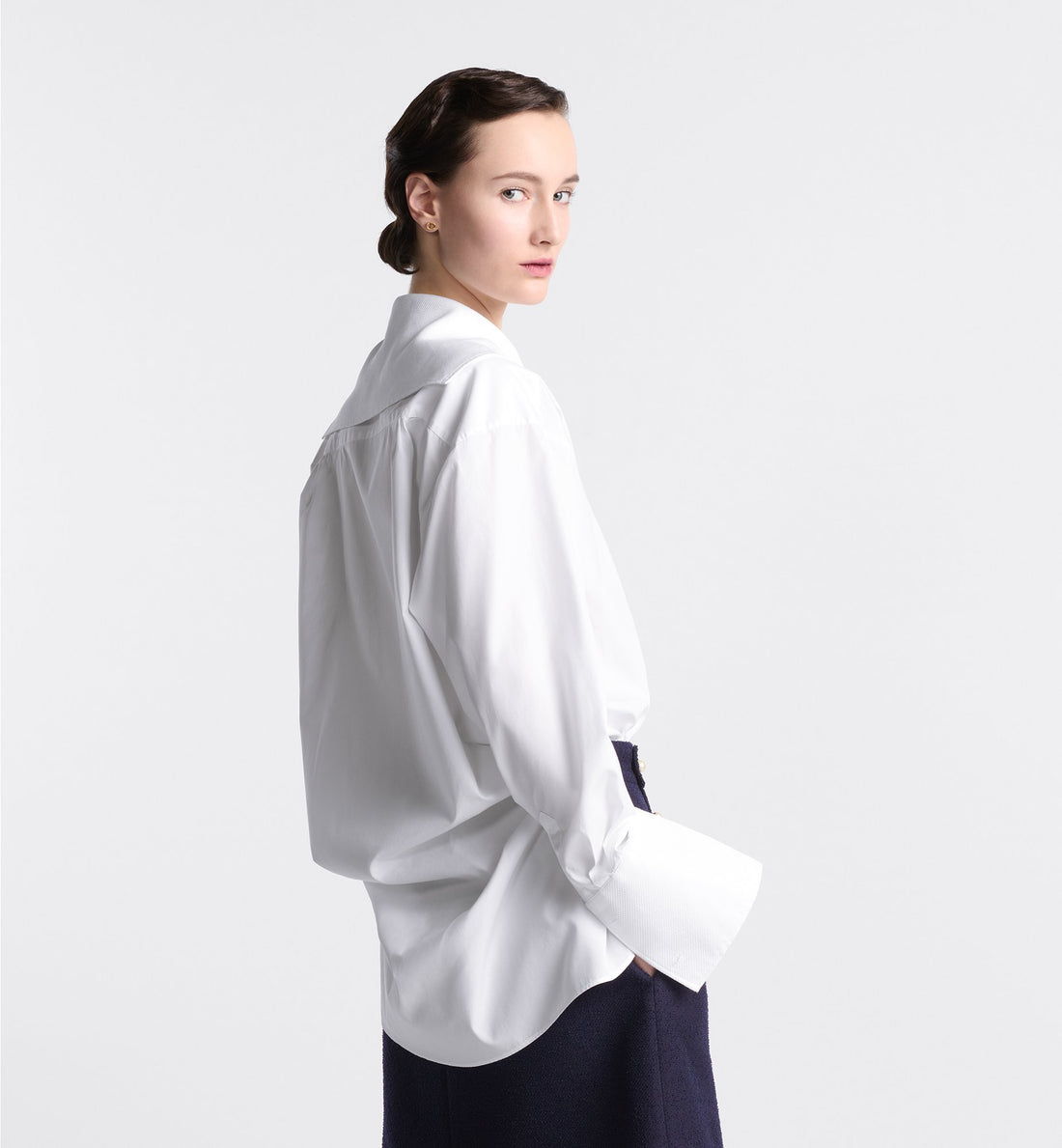 Blouse With Sailor Collar White Cotton Poplin