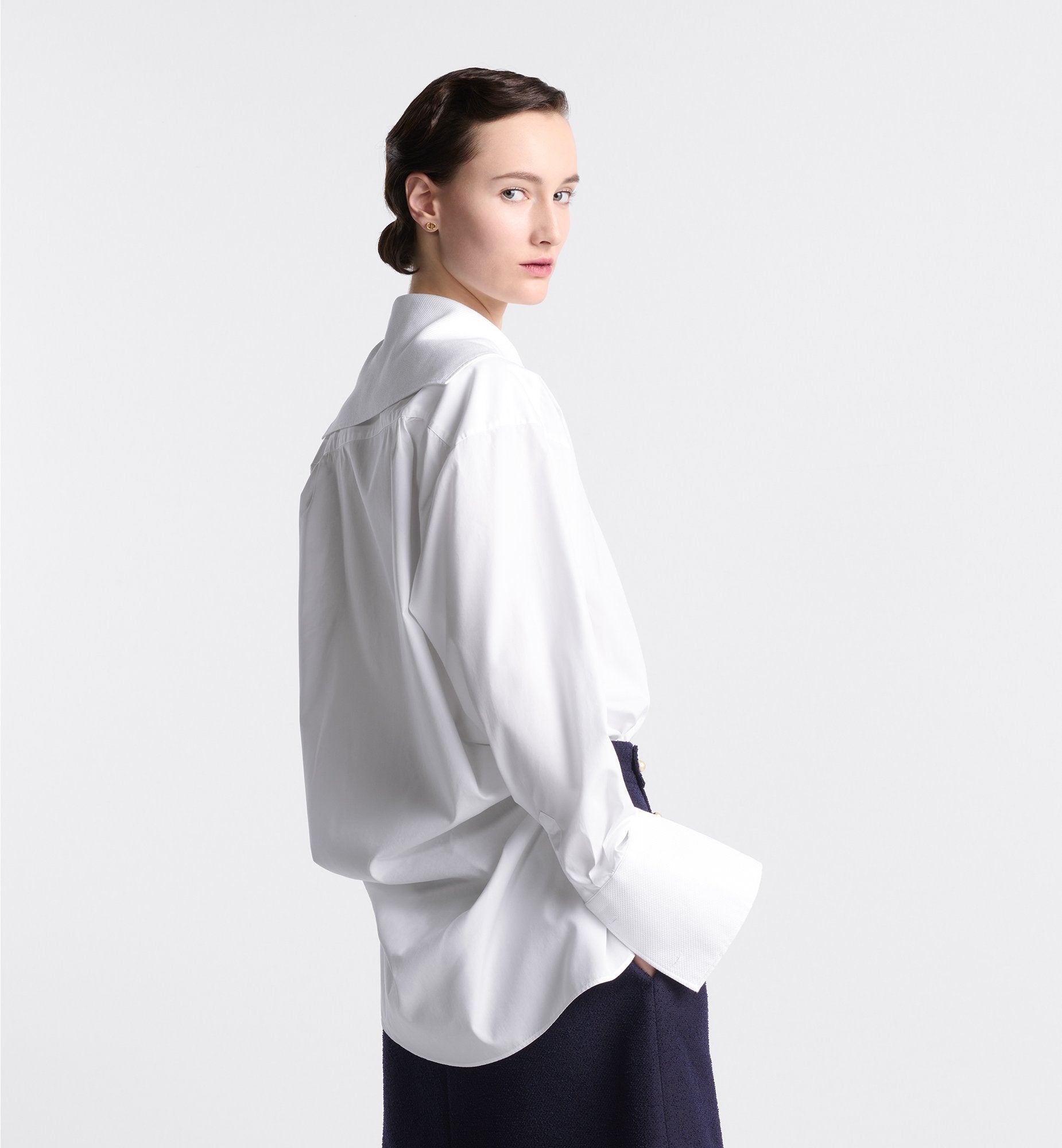 Blouse With Sailor Collar White Cotton Poplin