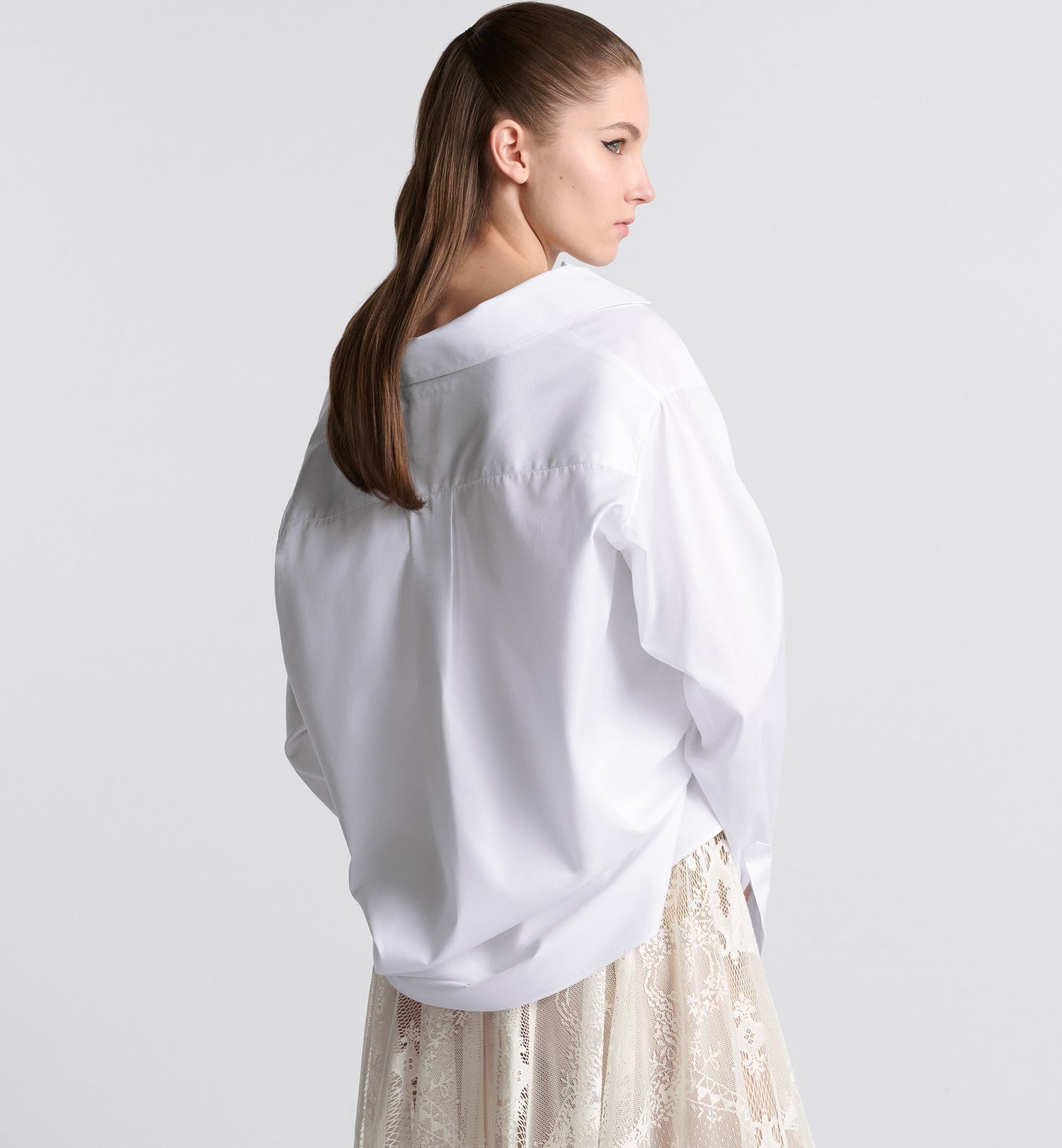 Long Blouse White Cotton Poplin