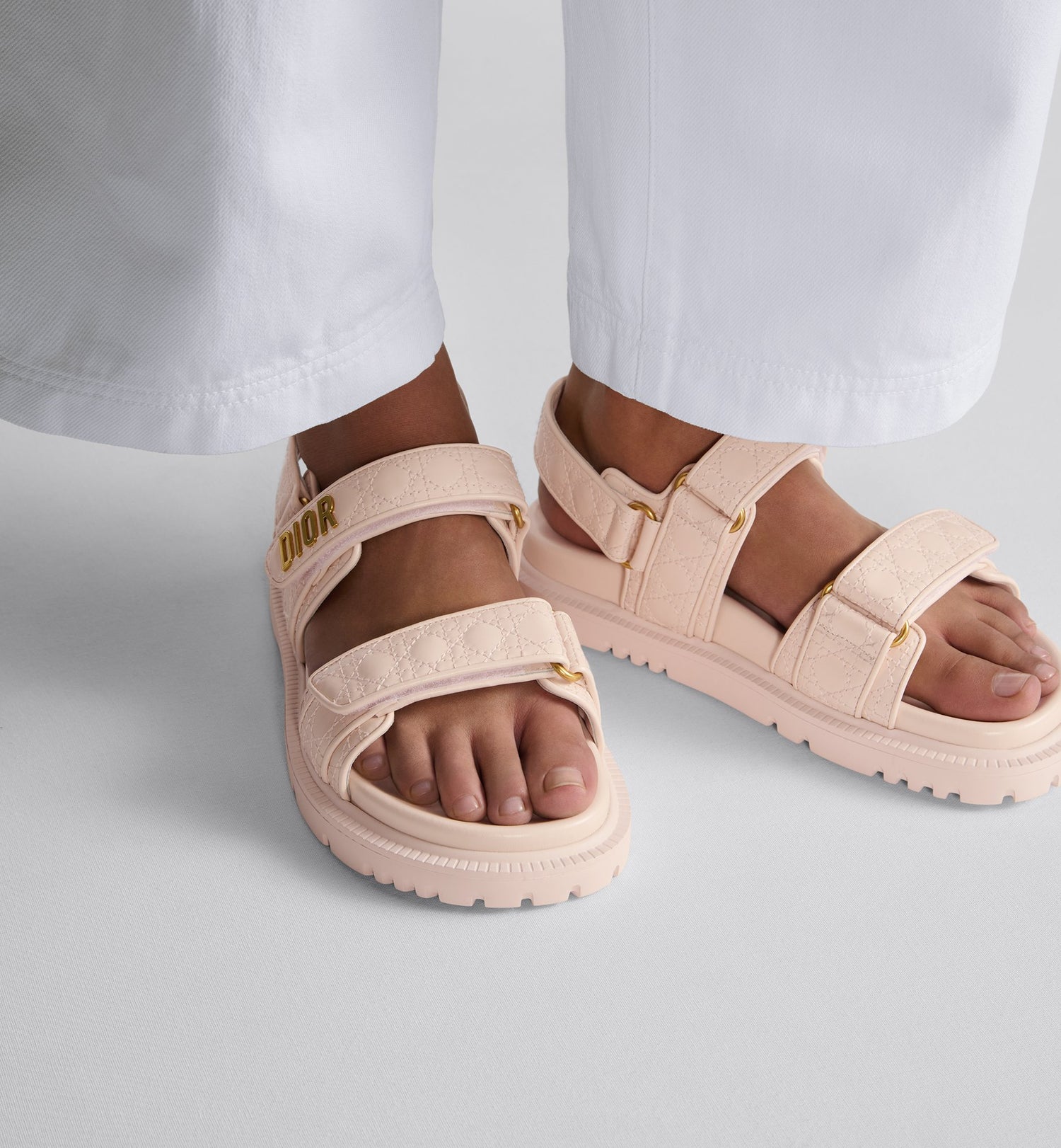 Dioract Sandal Rose Quartz Quilted Cannage Calfskin