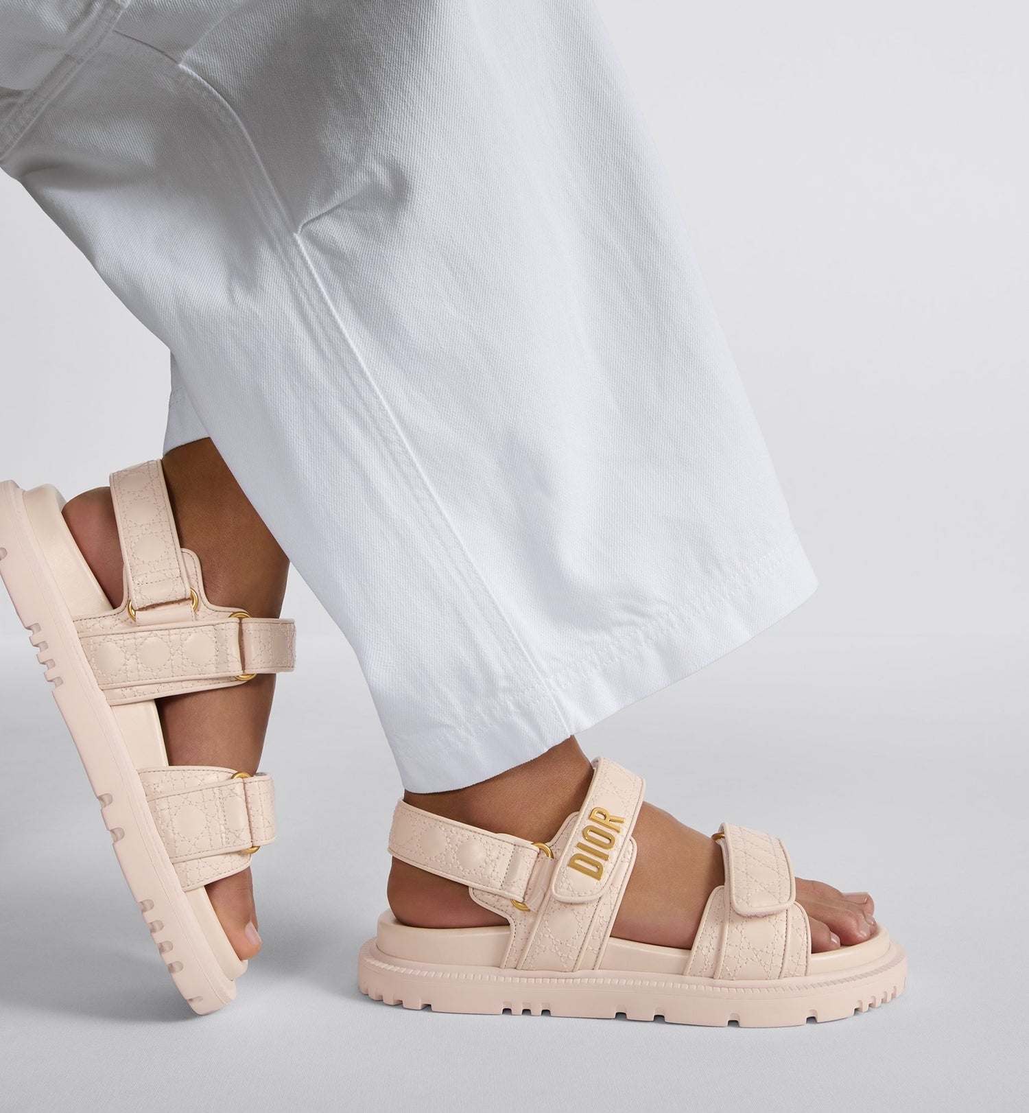 Dioract Sandal Rose Quartz Quilted Cannage Calfskin