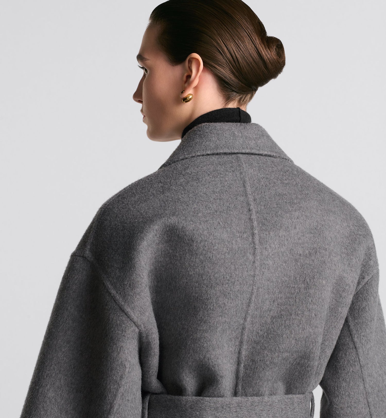 Coat With Belt Gray Double Sided Virgin Wool And Silk With Miss Dior Allover Interior