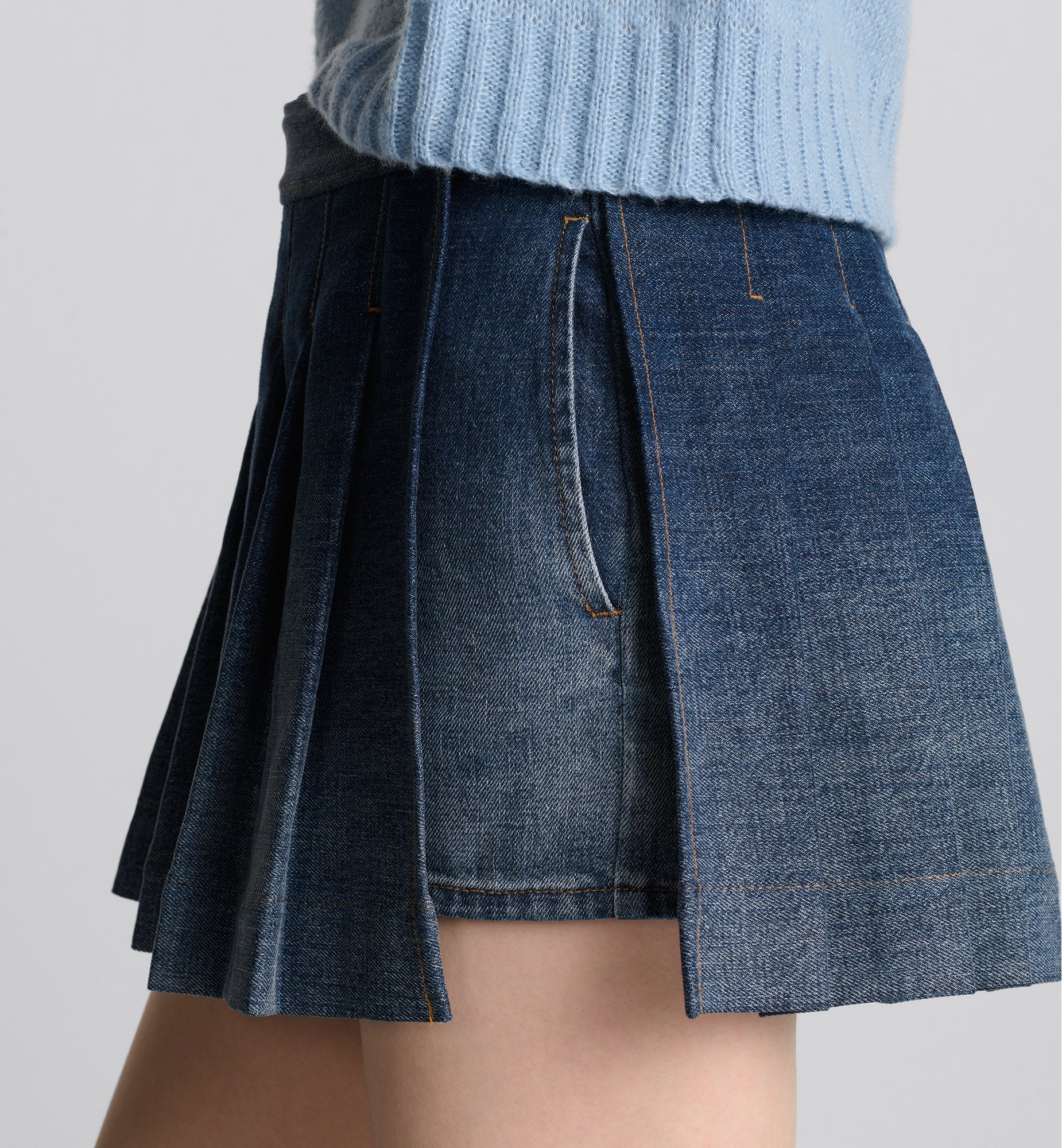 Wrap Miniskirt With Integrated Shorts Blue Stonewashed Cotton Denim With Dior Oblique Interior