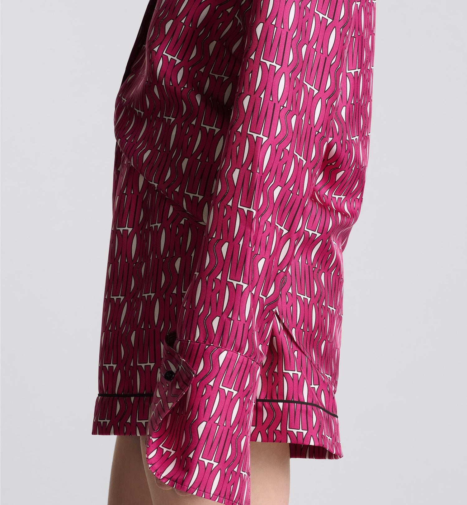 Shorts White Silk Twill With Fuchsia Miss Dior Allover Motif