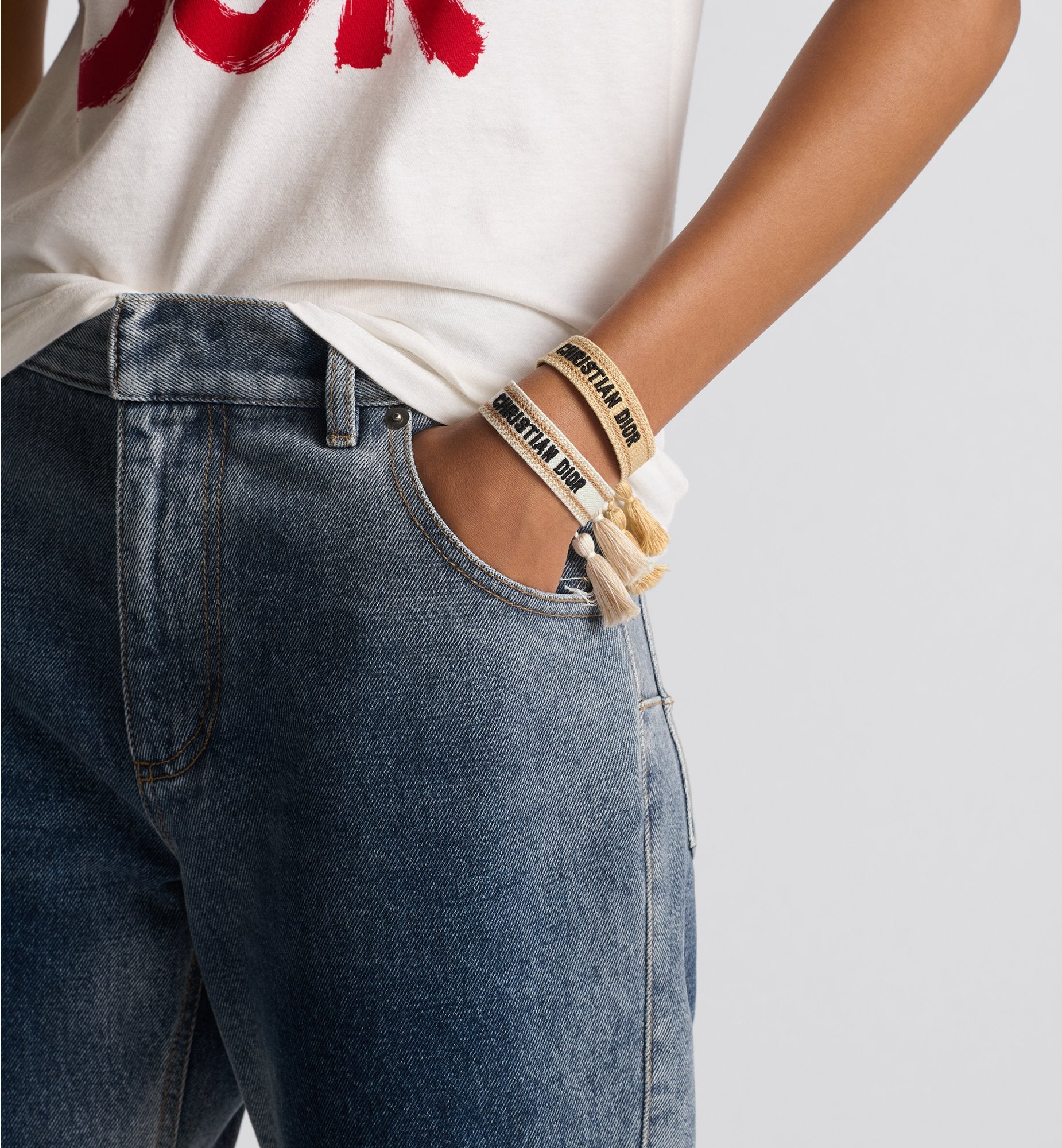 Bracelet Set White And Sand Colored Cotton