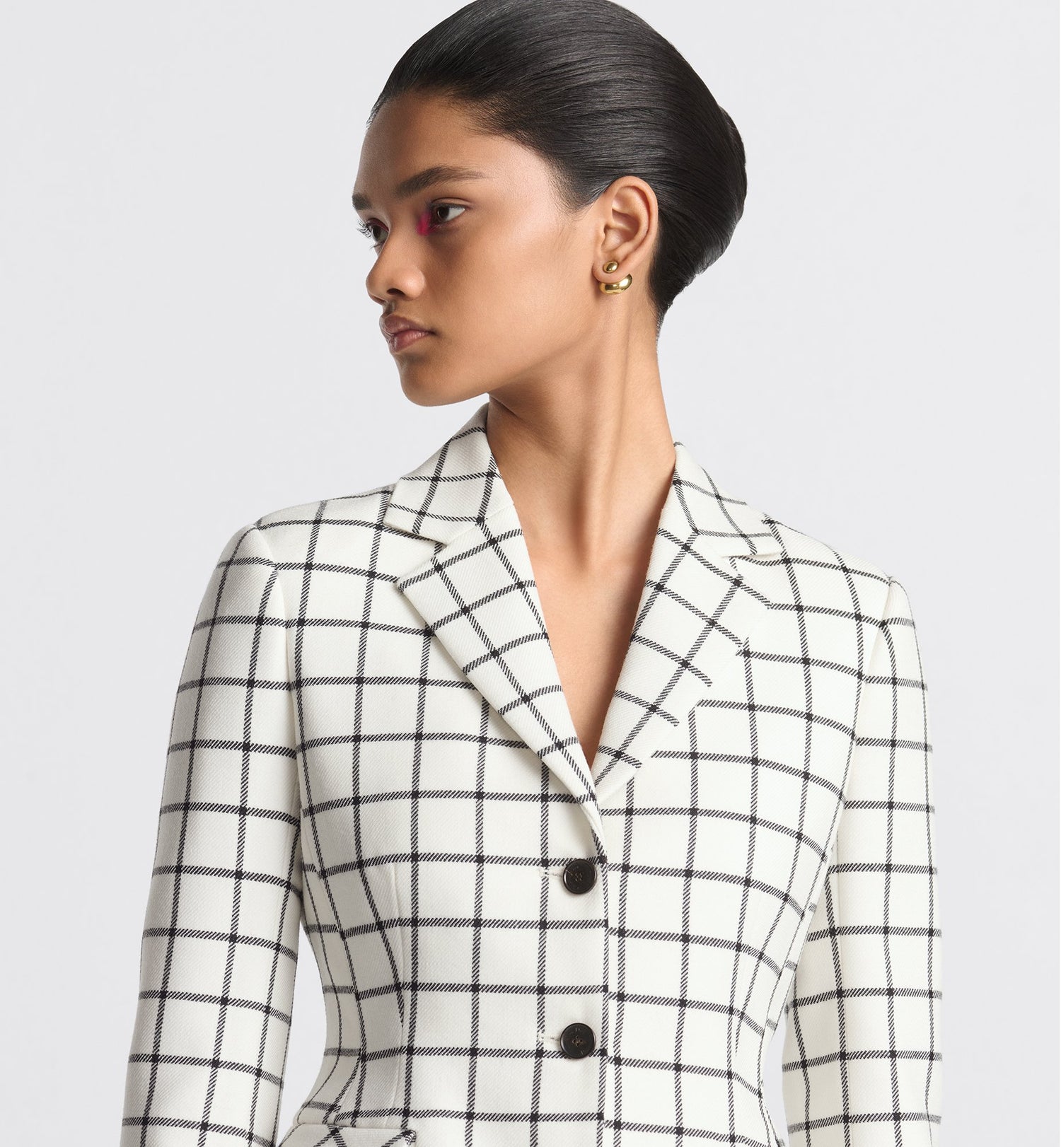 Fitted Jacket White And Black Double Sided Check&