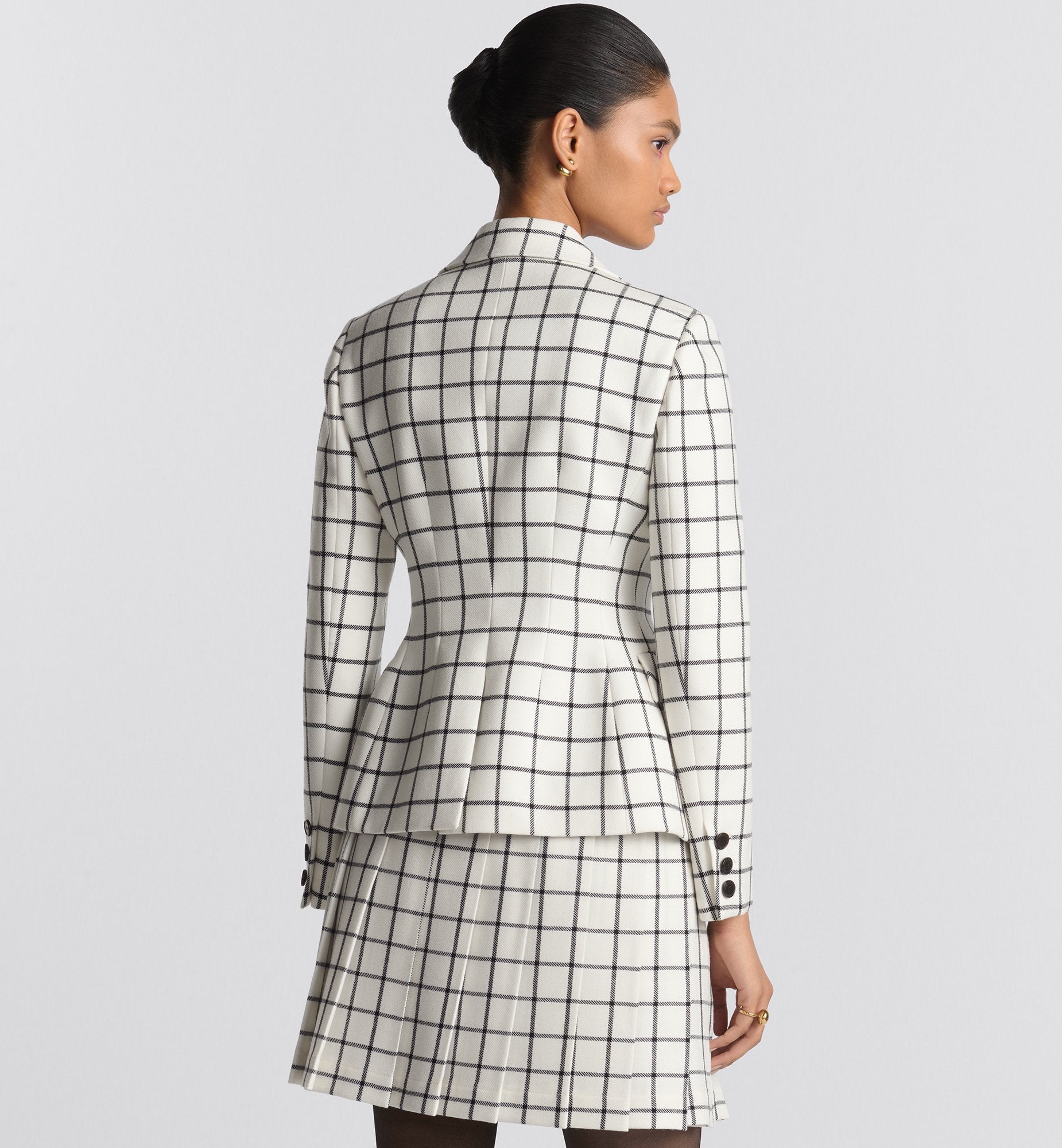 Fitted Jacket White And Black Double Sided Check&