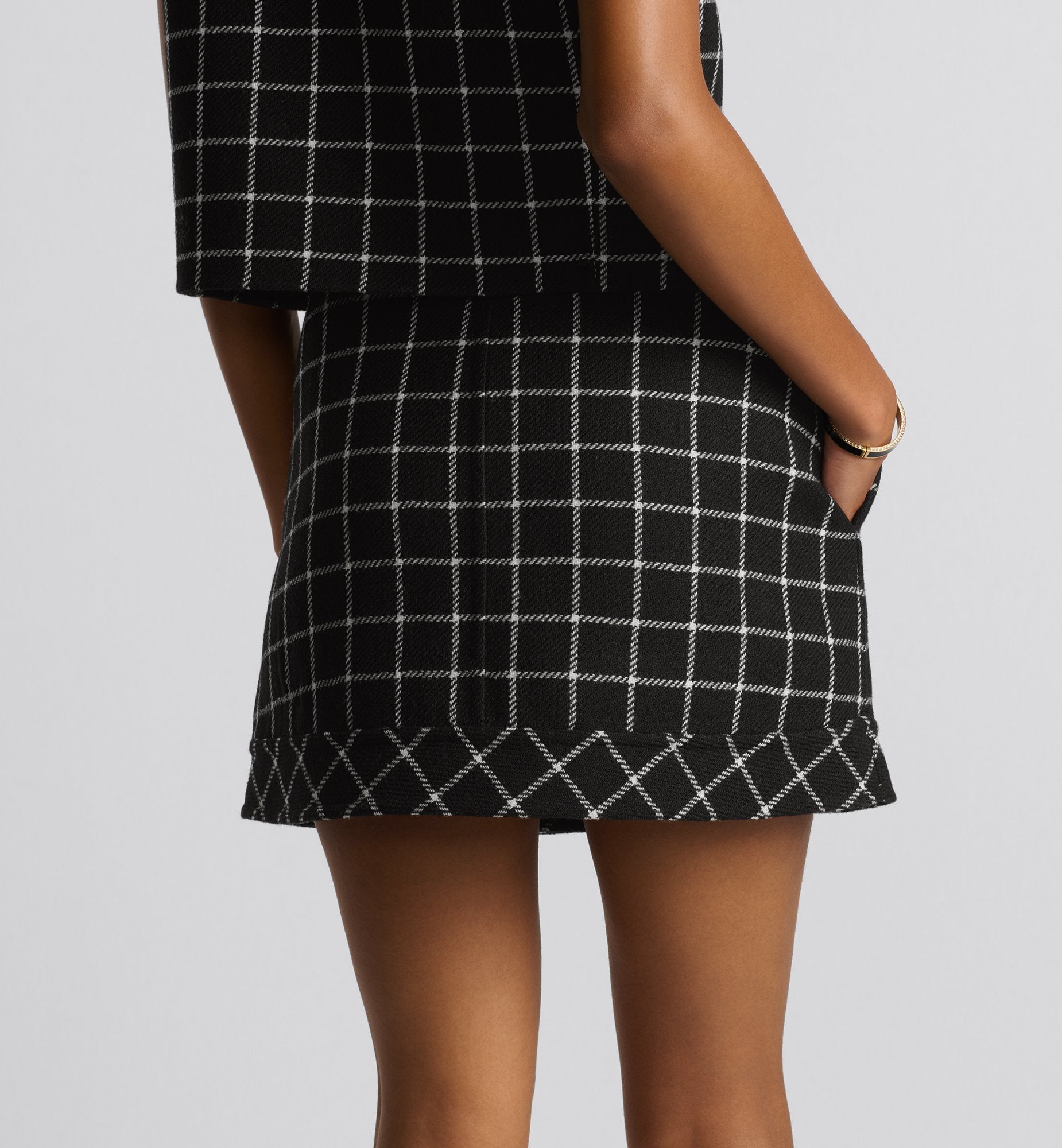 Wrap Miniskirt Black And White Double Sided Check&