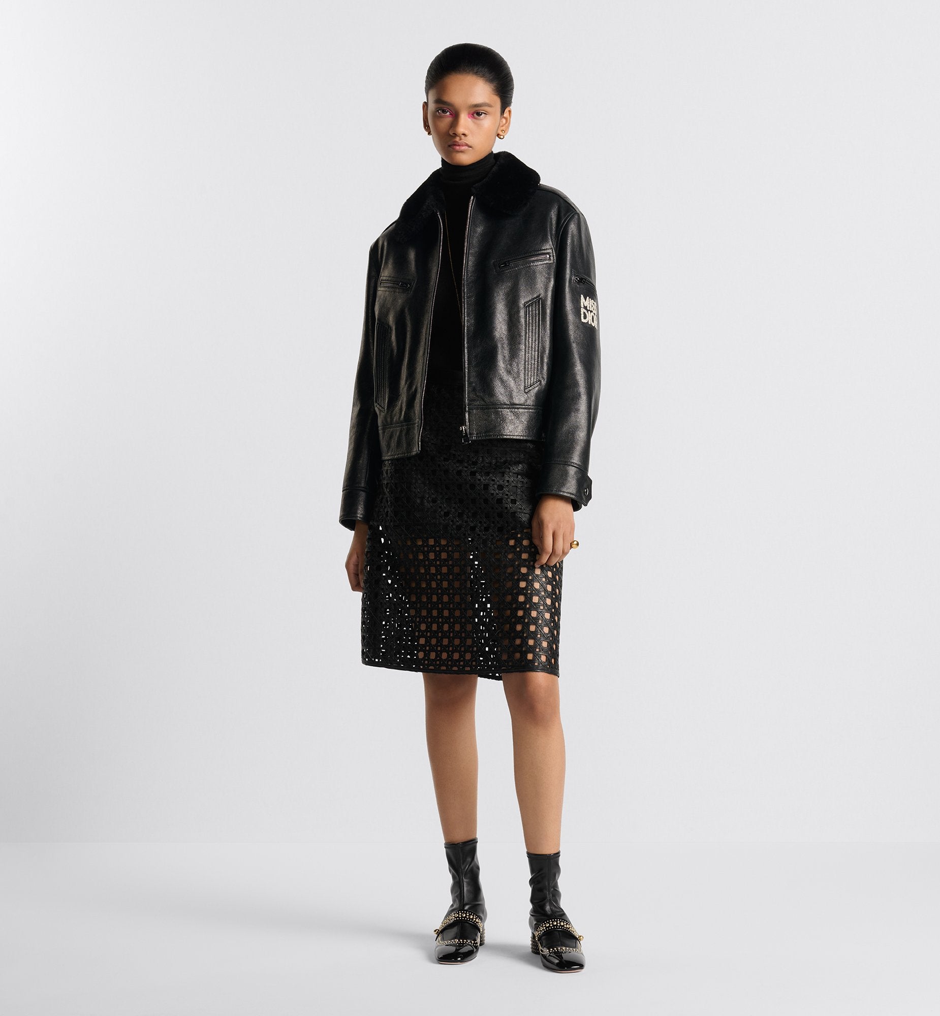 Cannage Skirt Black Openwork Lambskin