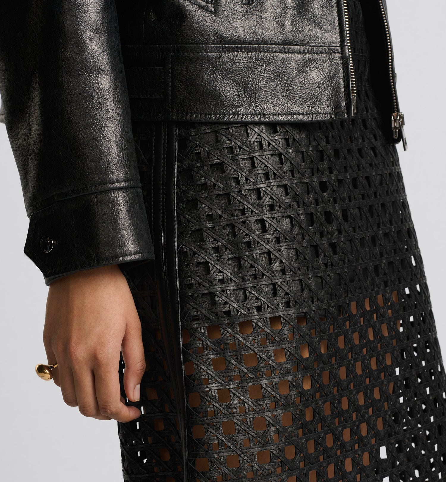 Cannage Skirt Black Openwork Lambskin