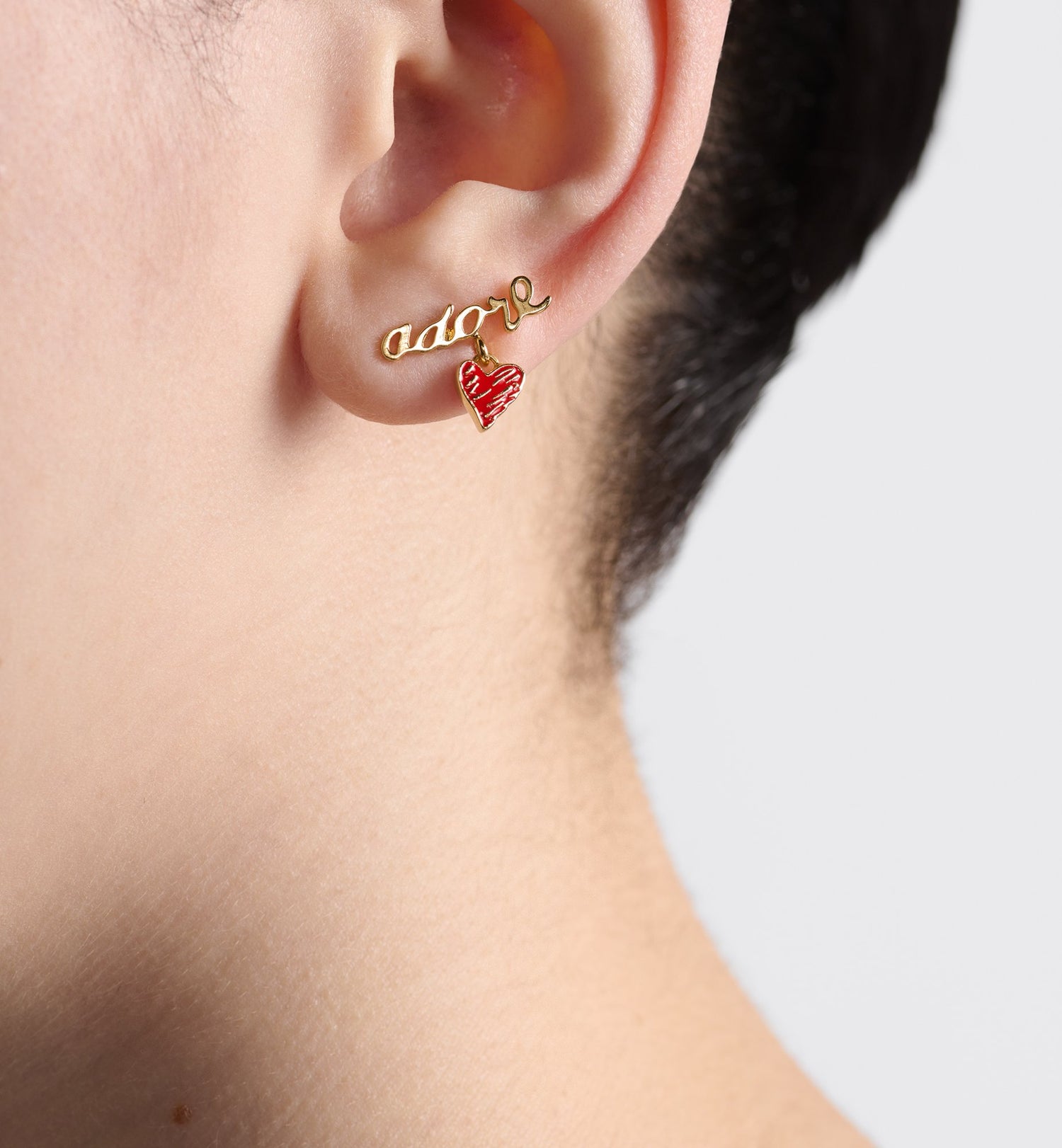 Dioramour Je Vous Adore Earrings Gold Finish Metal And Red Lacquer