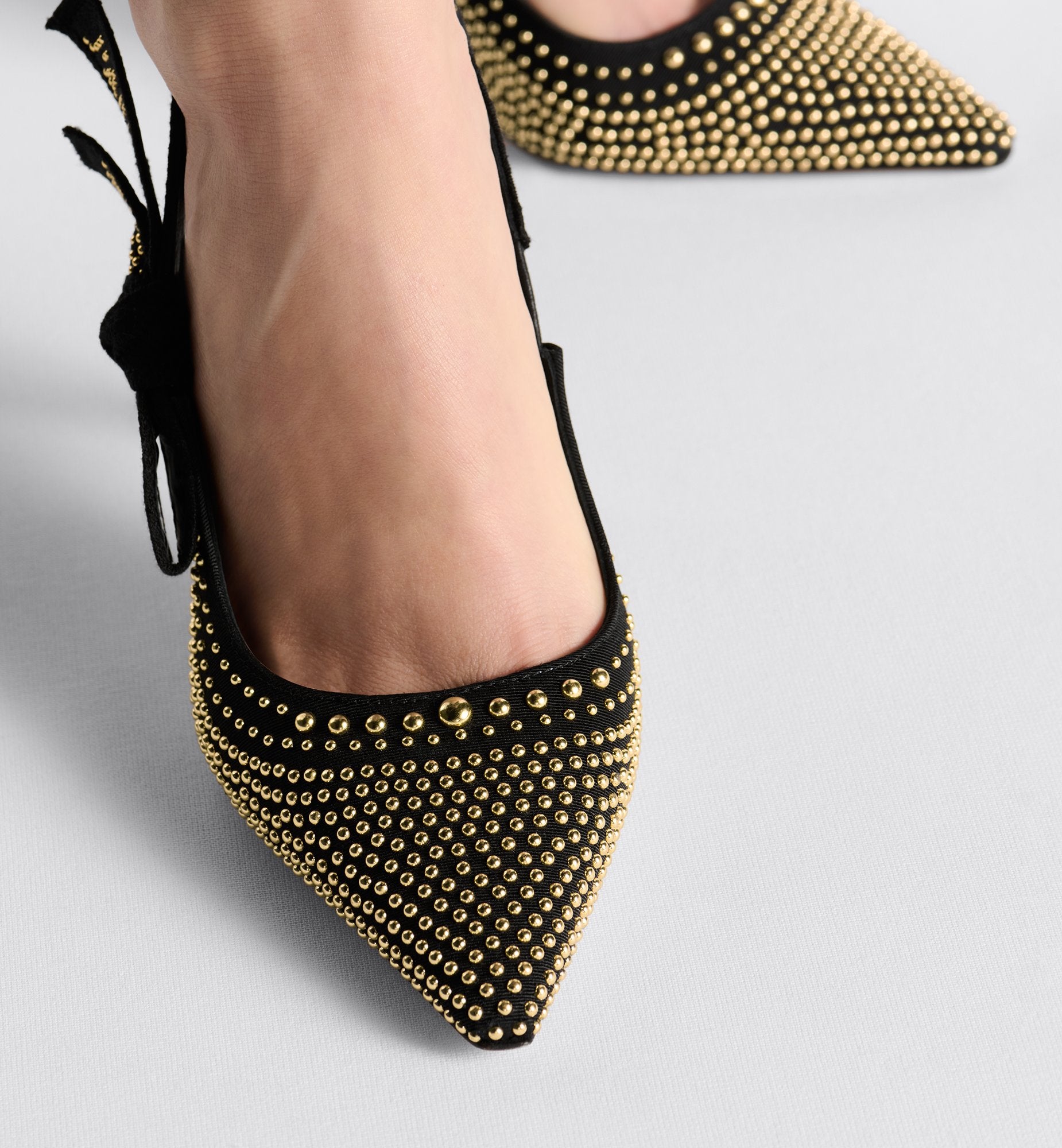 JAdior Slingback Pump Black Grosgrain And Gold-Finish Studs