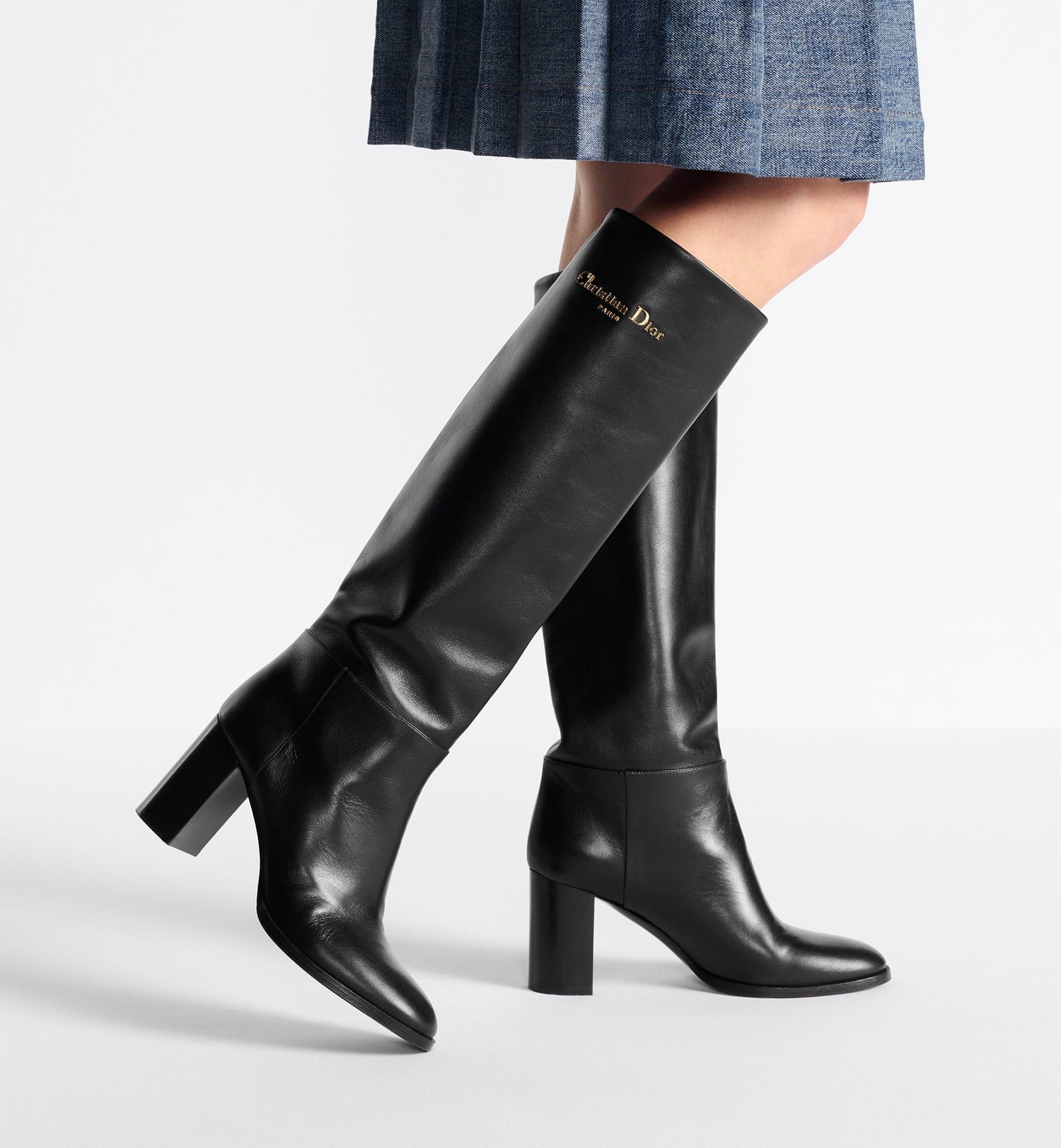 D Town Heeled Boot Black Supple Calfskin