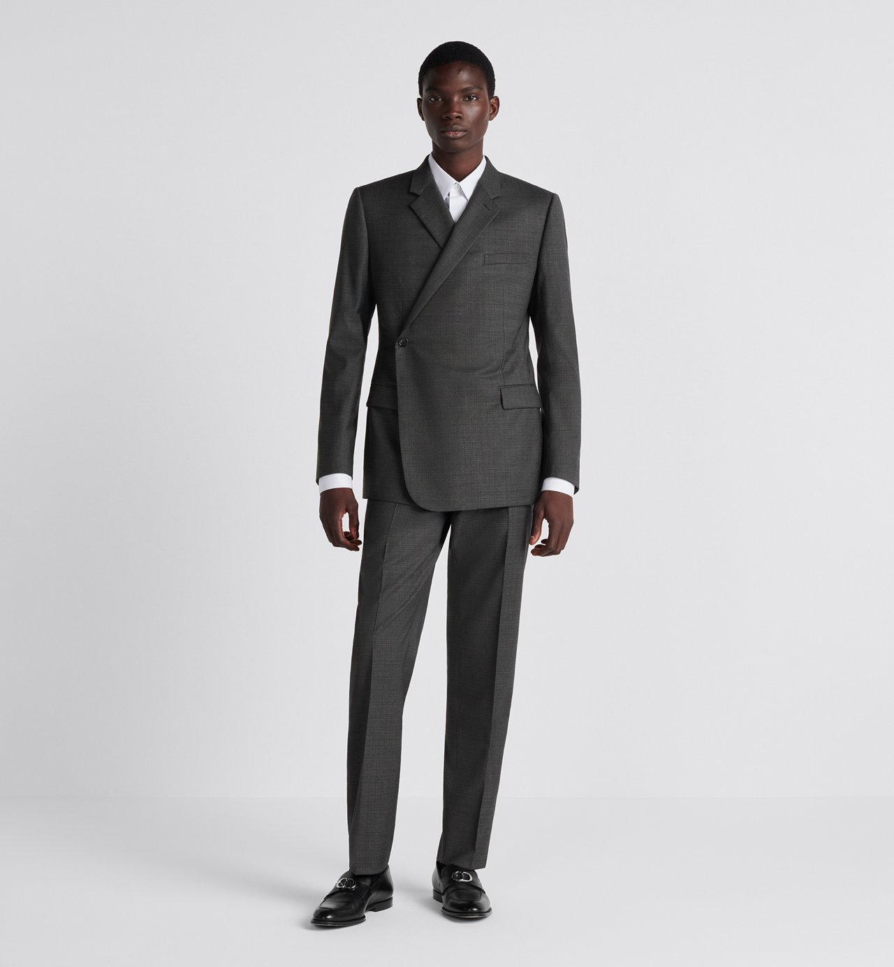 Classic Cut Oblique Suit Gray Checkered Wool