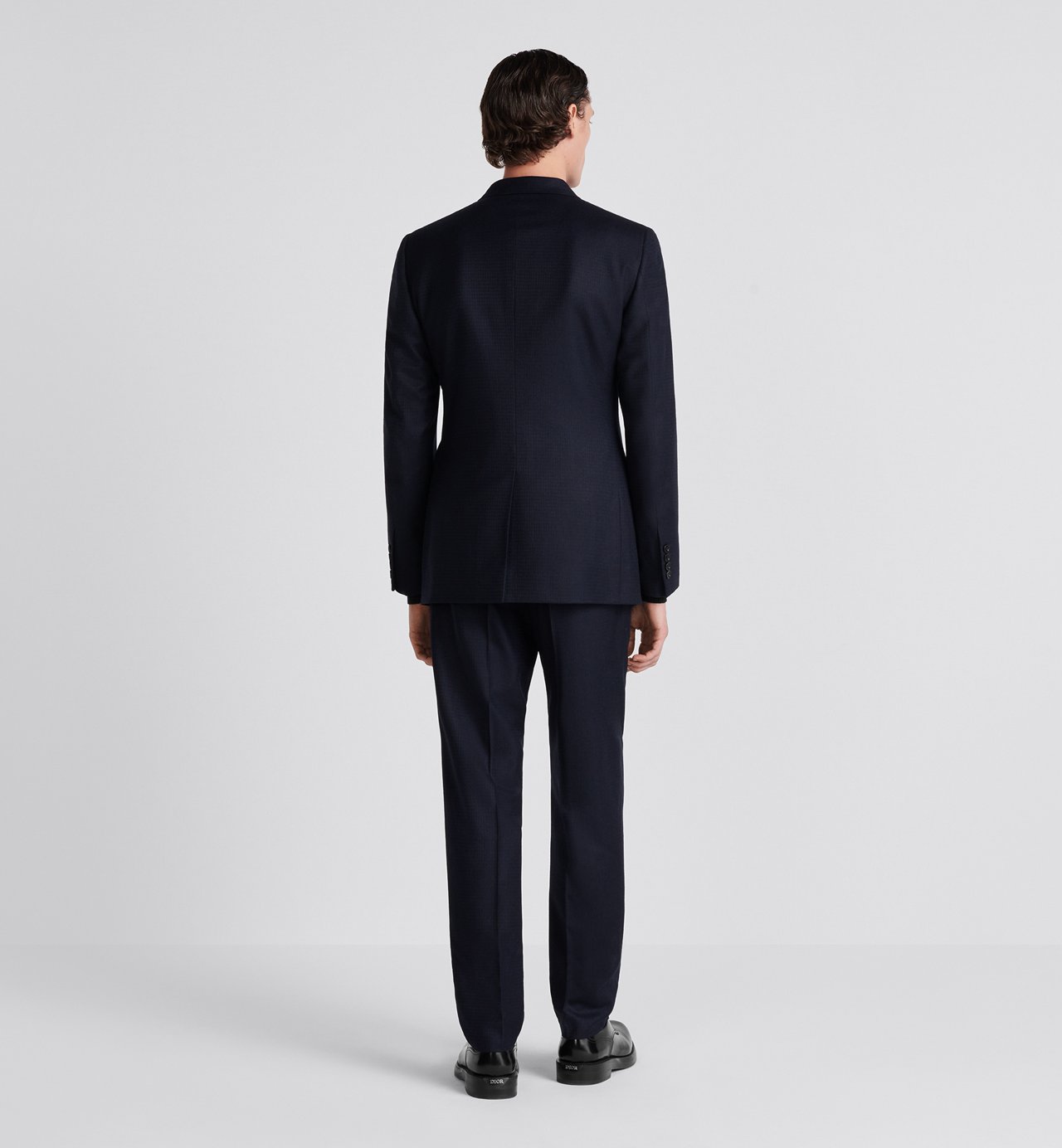 Classic Cut Double Breasted Suit Navy Blue Virgin Wool And Cashmere Flannel