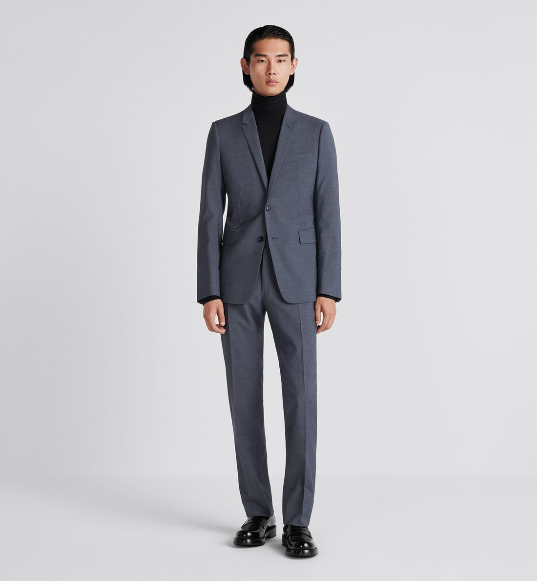 Fitted Suit Navy Blue Virgin Wool