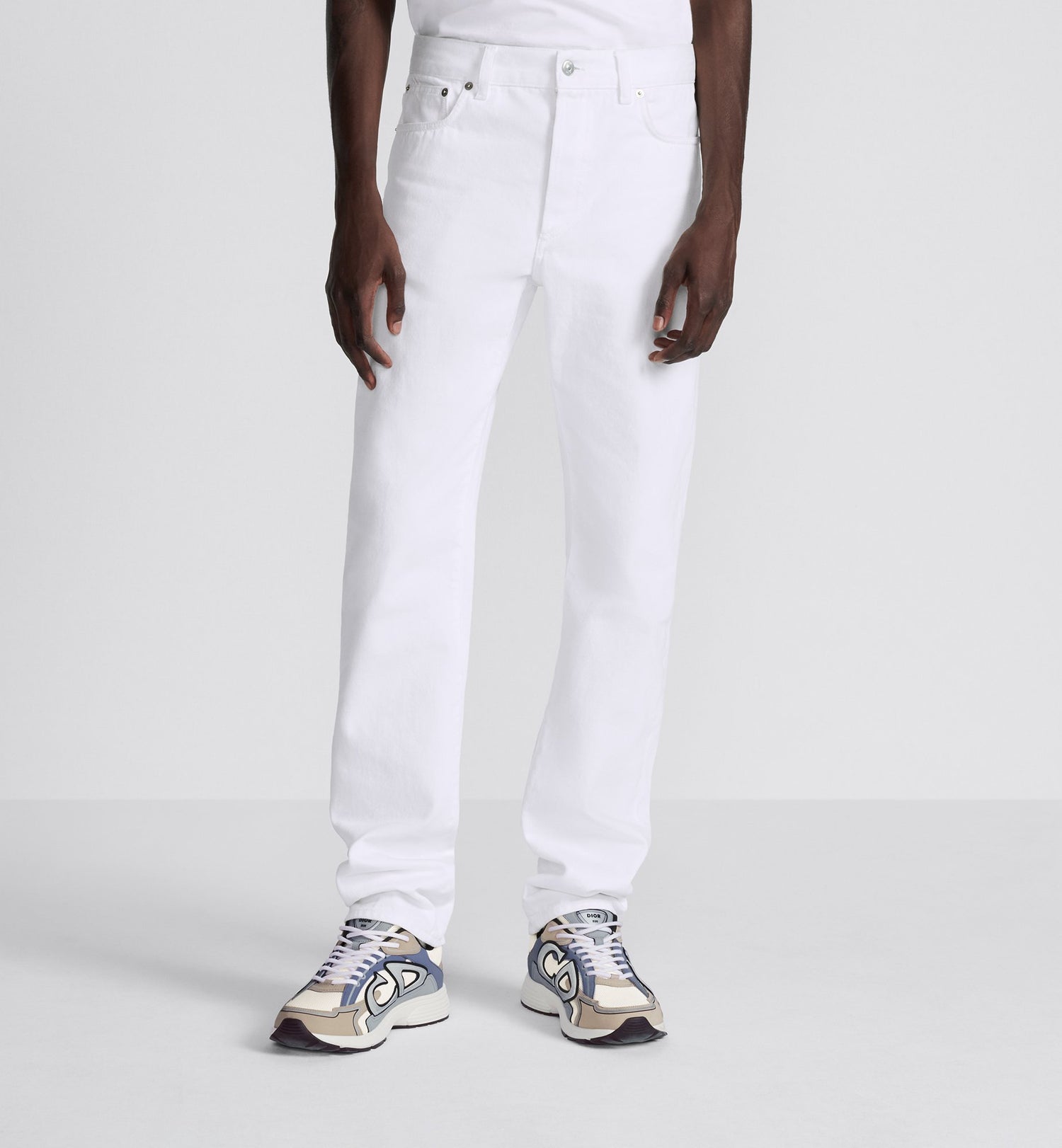 Long Regular Jeans White Cotton Twill