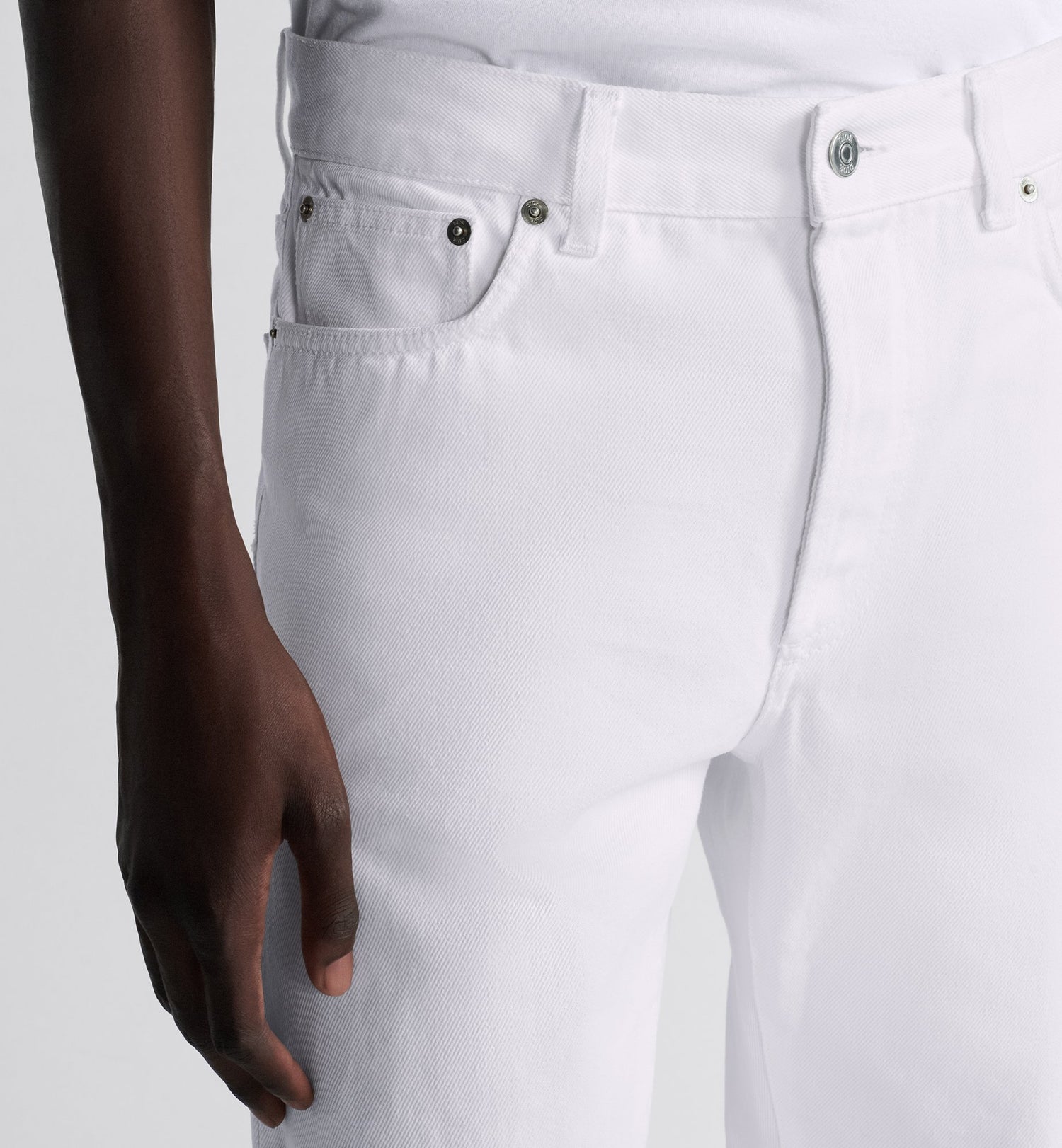 Long Regular Jeans White Cotton Twill