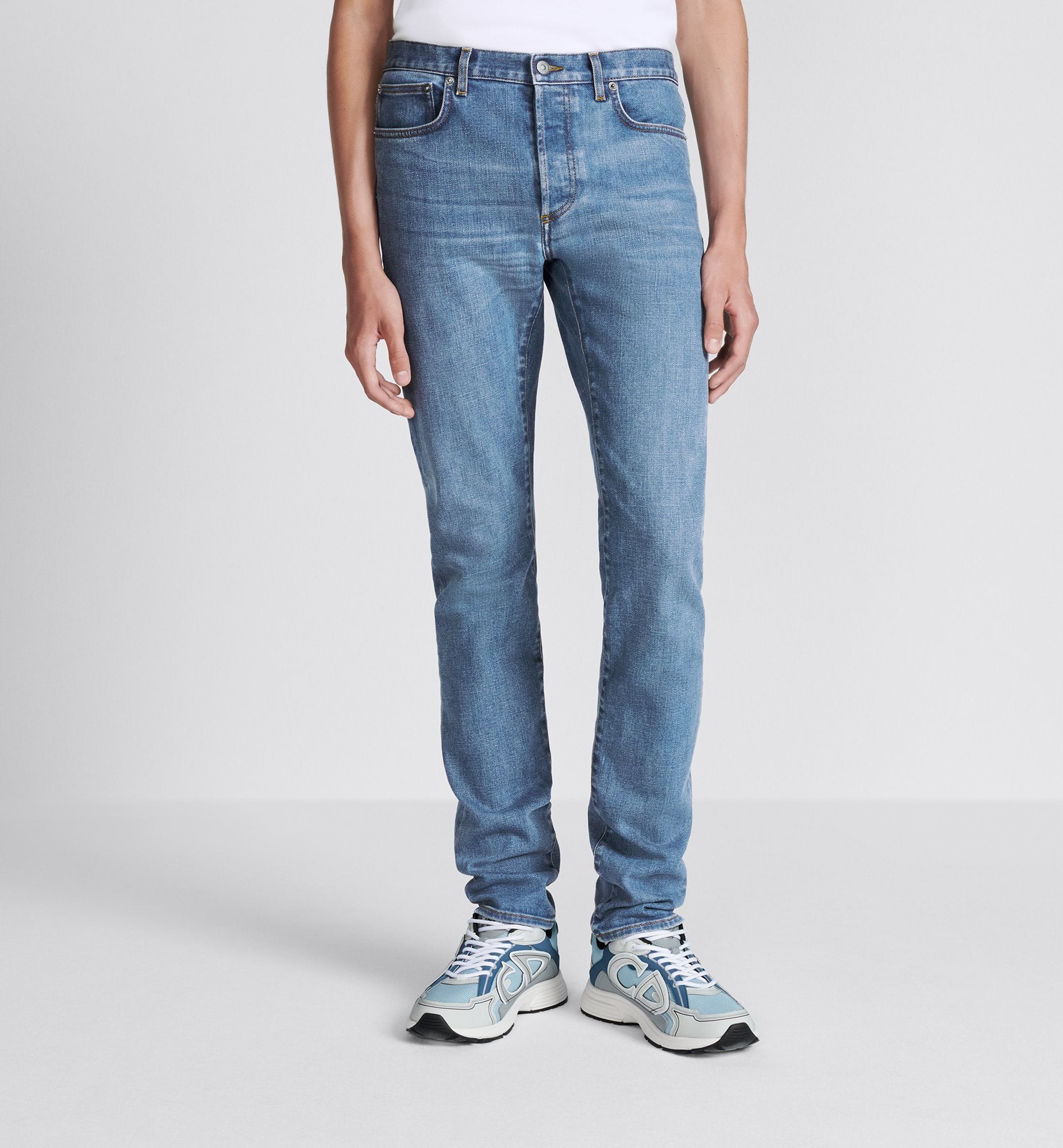 Long Slim-Fit Jeans Blue Cotton-Blend Twill