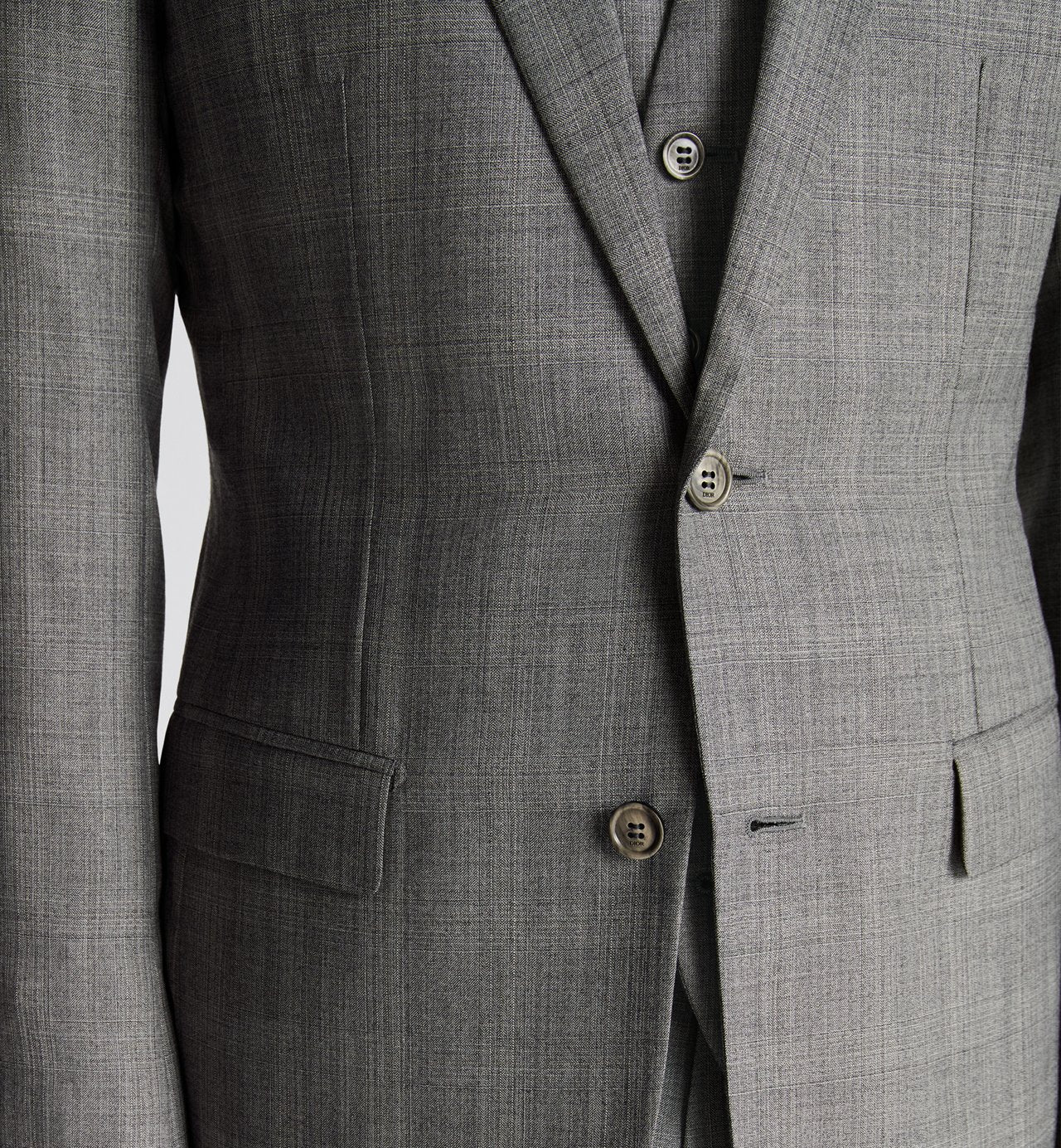 Classic Suit Gray Checkered Wool And Silk