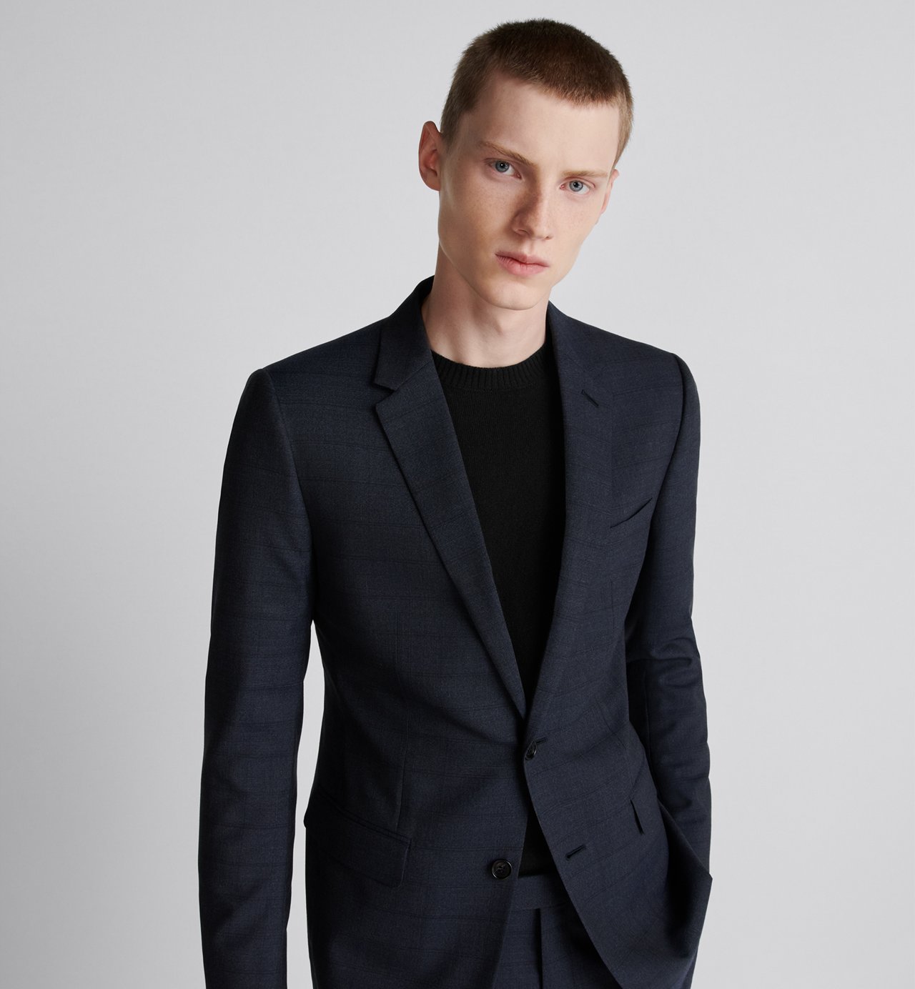 Classic Suit Blue Checkered Wool