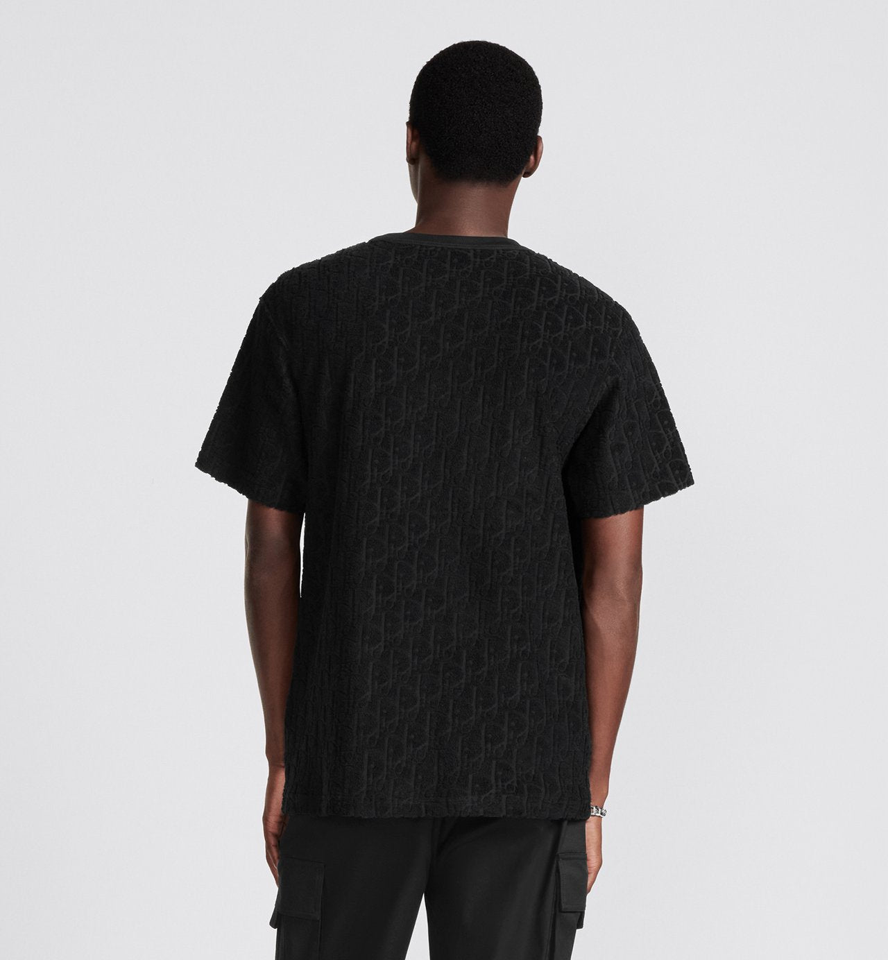 Oblique Relaxed Fit T-Shirt Black Terry Cotton Jacquard