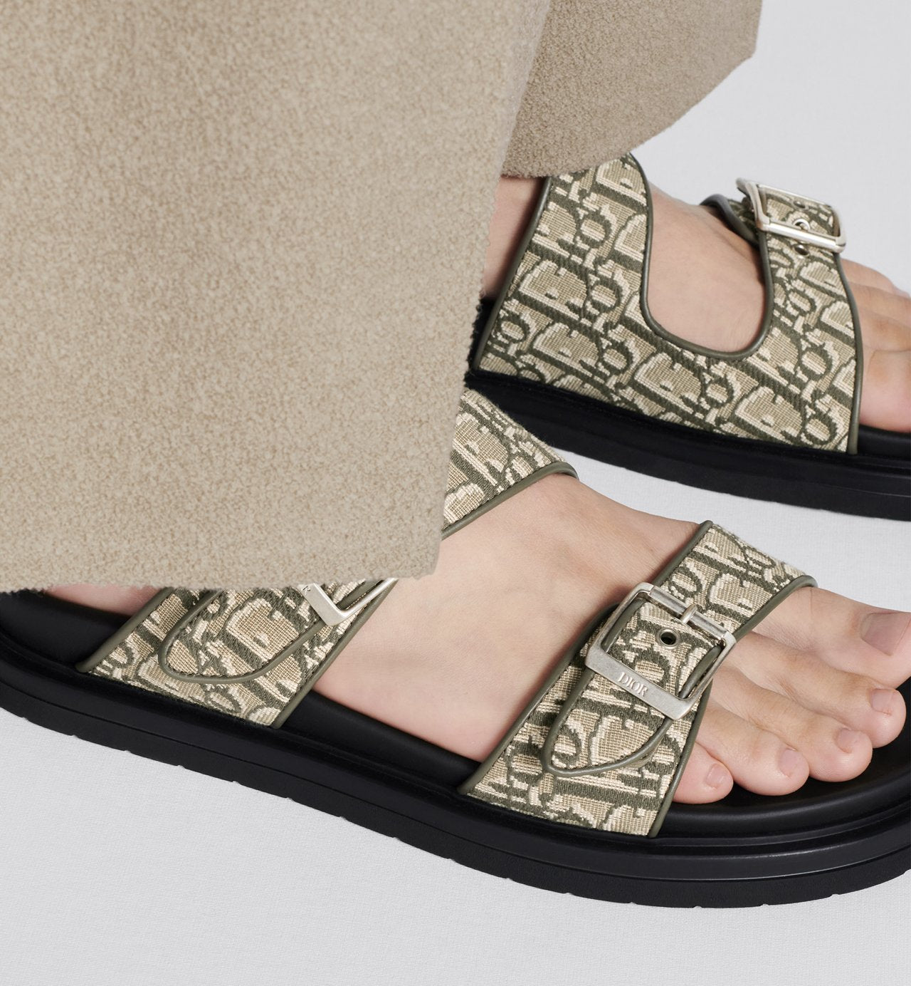 Aqua Sandal Khaki Dior Oblique Jacquard