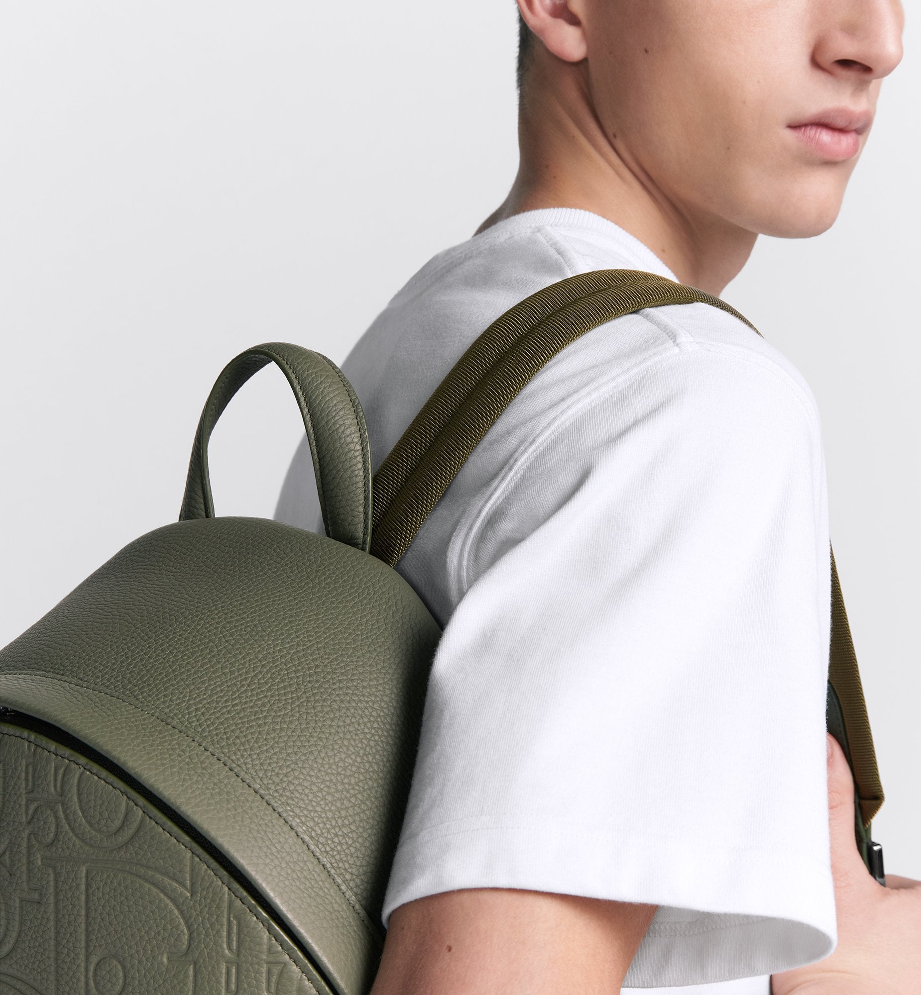 Rider 2.0 Zipped Backpack Khaki Dior Gravity Leather And Khaki Grained Calfskin