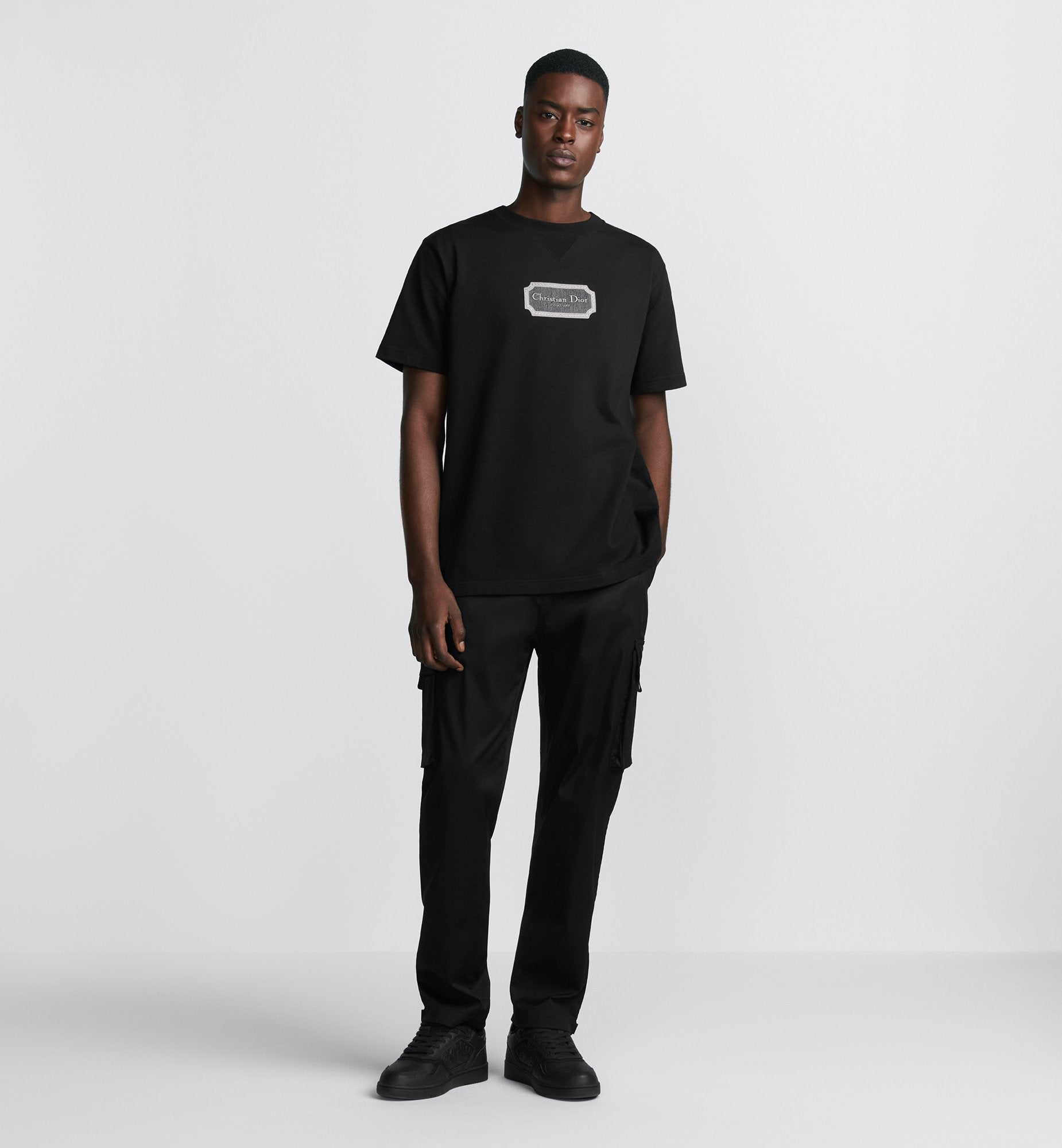 Cargo Pants Black Stretch Cotton Gabardine