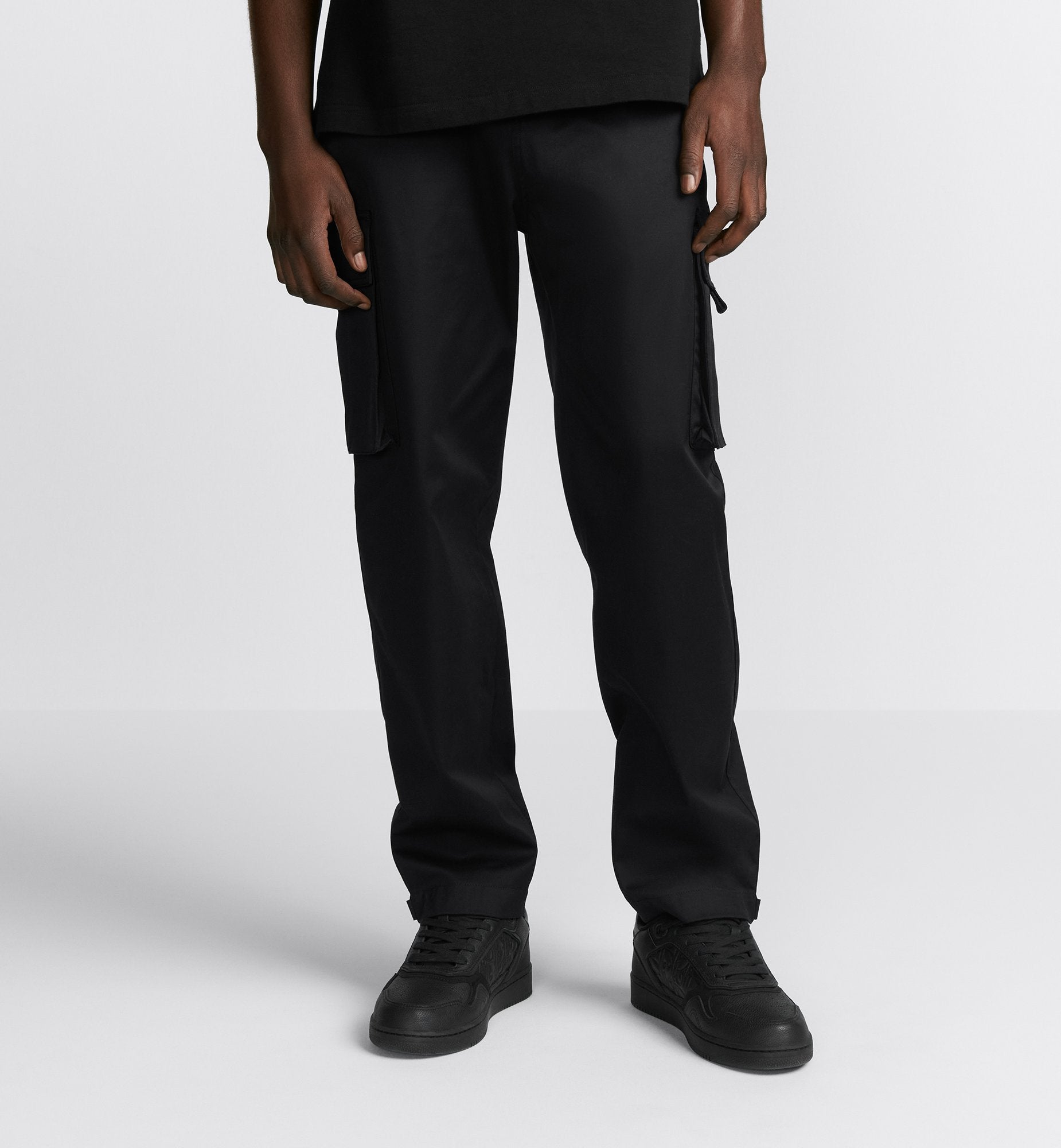 Cargo Pants Black Stretch Cotton Gabardine