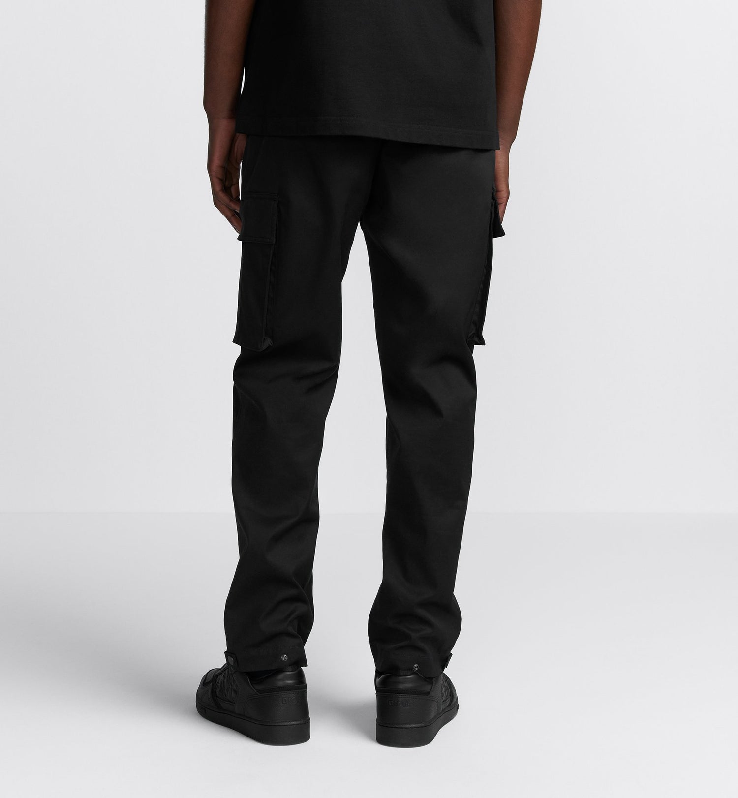 Cargo Pants Black Stretch Cotton Gabardine