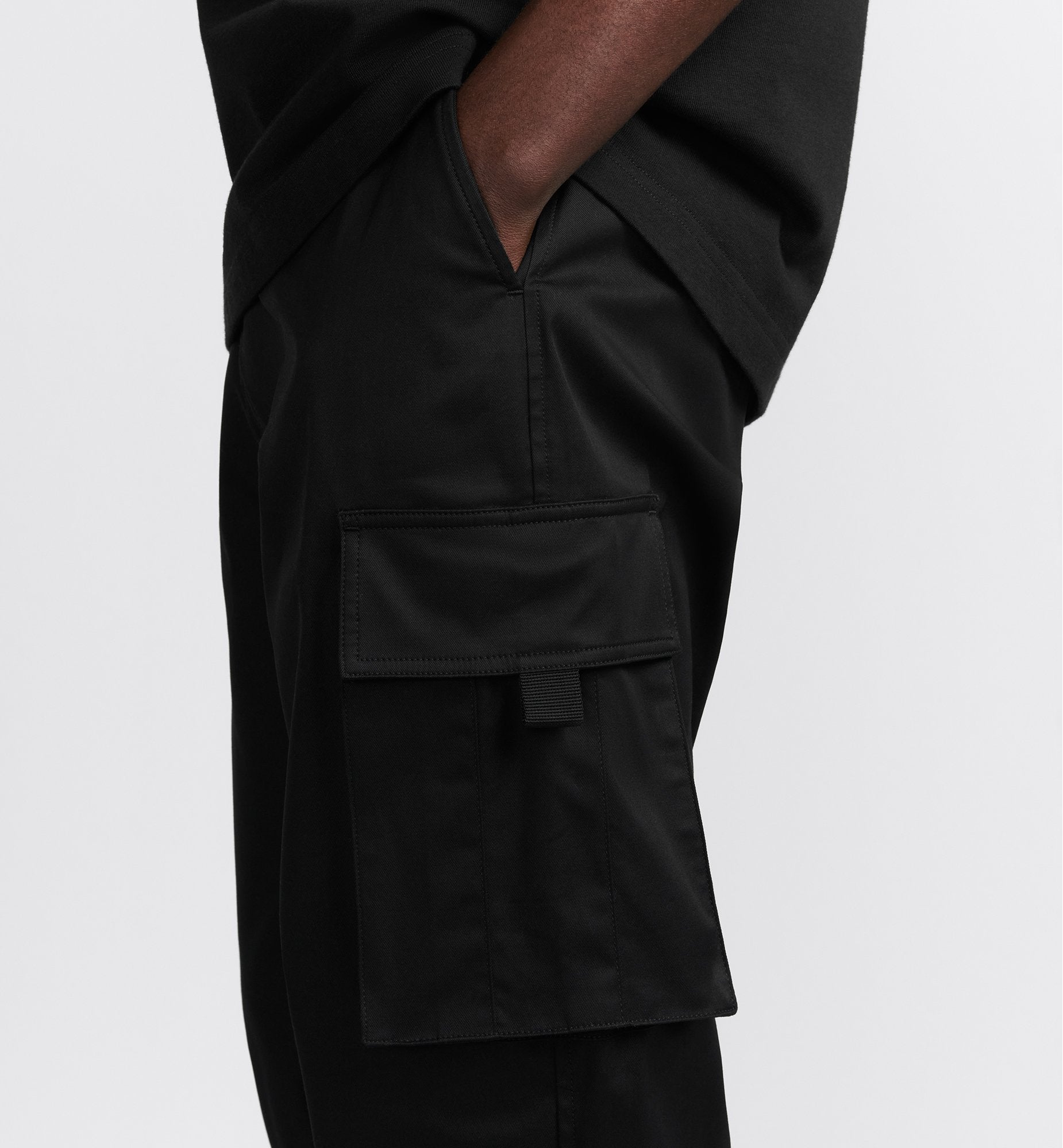 Cargo Pants Black Stretch Cotton Gabardine