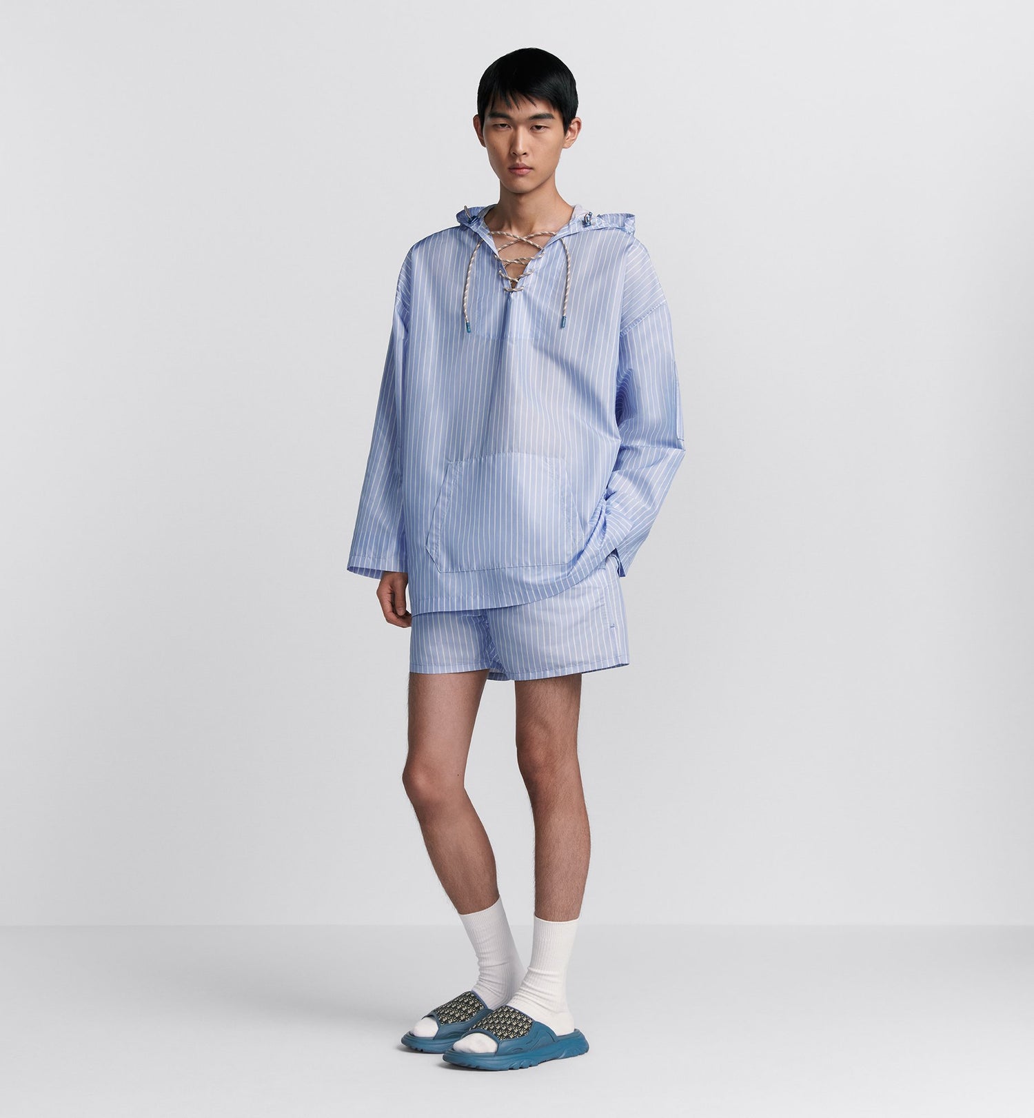 Hooded Shirt Blue Parley Ocean Plastic Technical Taffeta