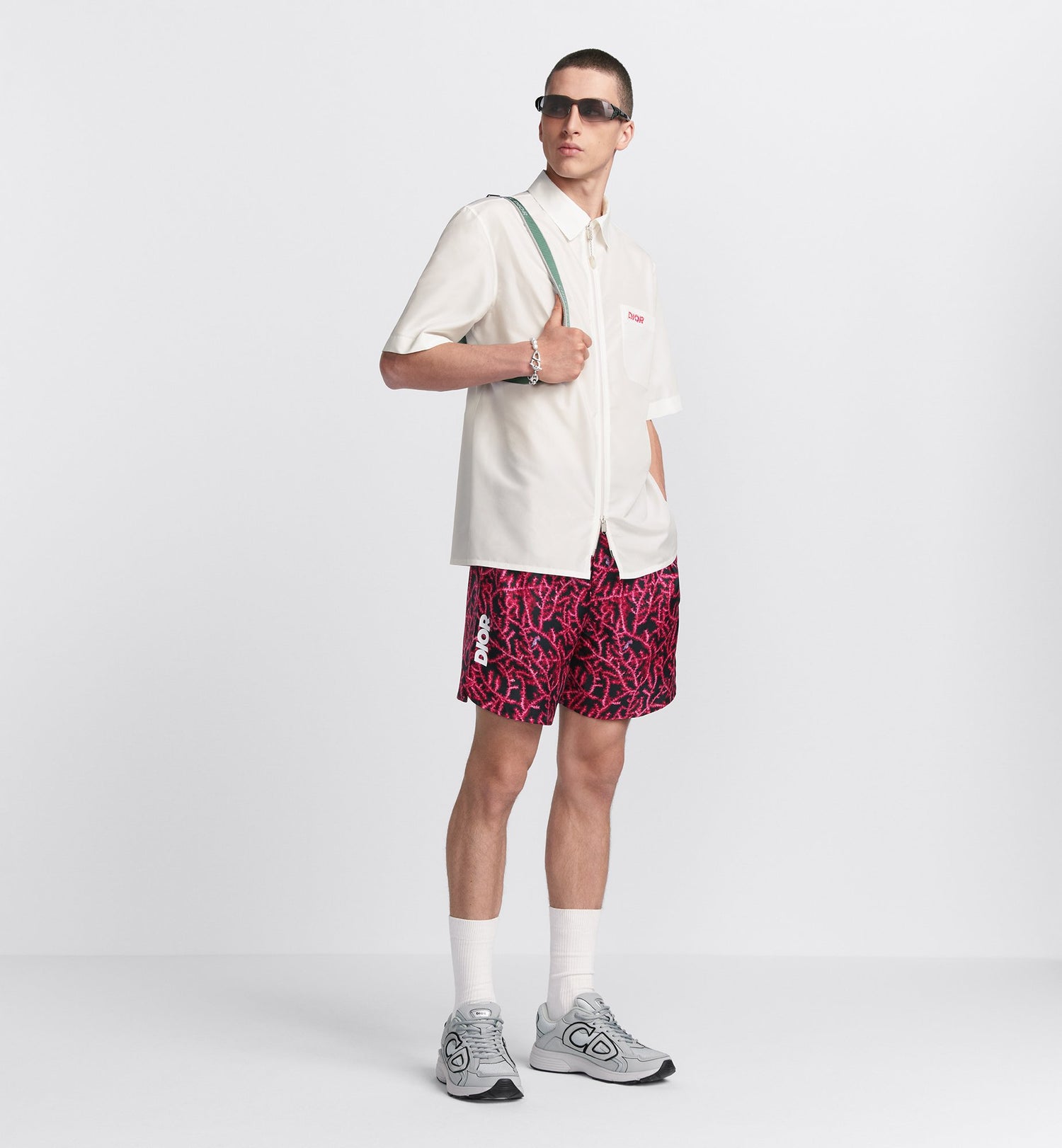 Dior And Parley Short Sleeved Zipped Shirt Ecru Parley Ocean Plastic Technical Taffeta