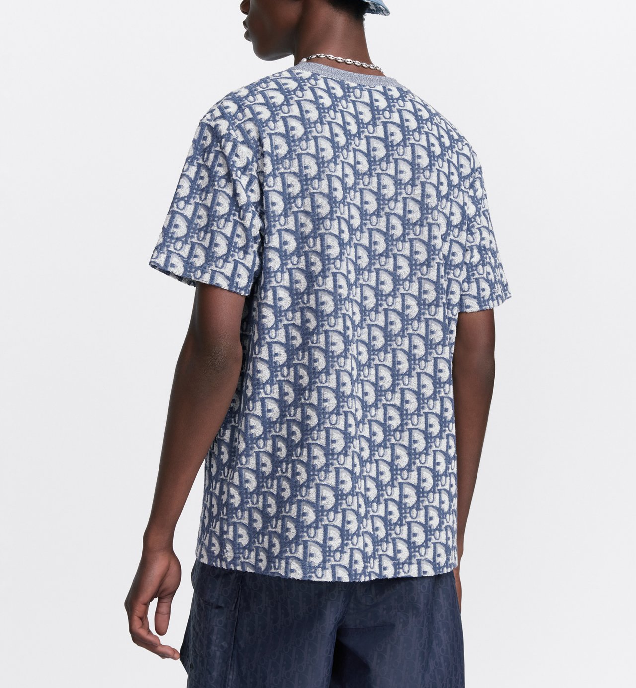 Oblique Relaxed-Fit T-Shirt Blue And White Terry Cotton Jersey