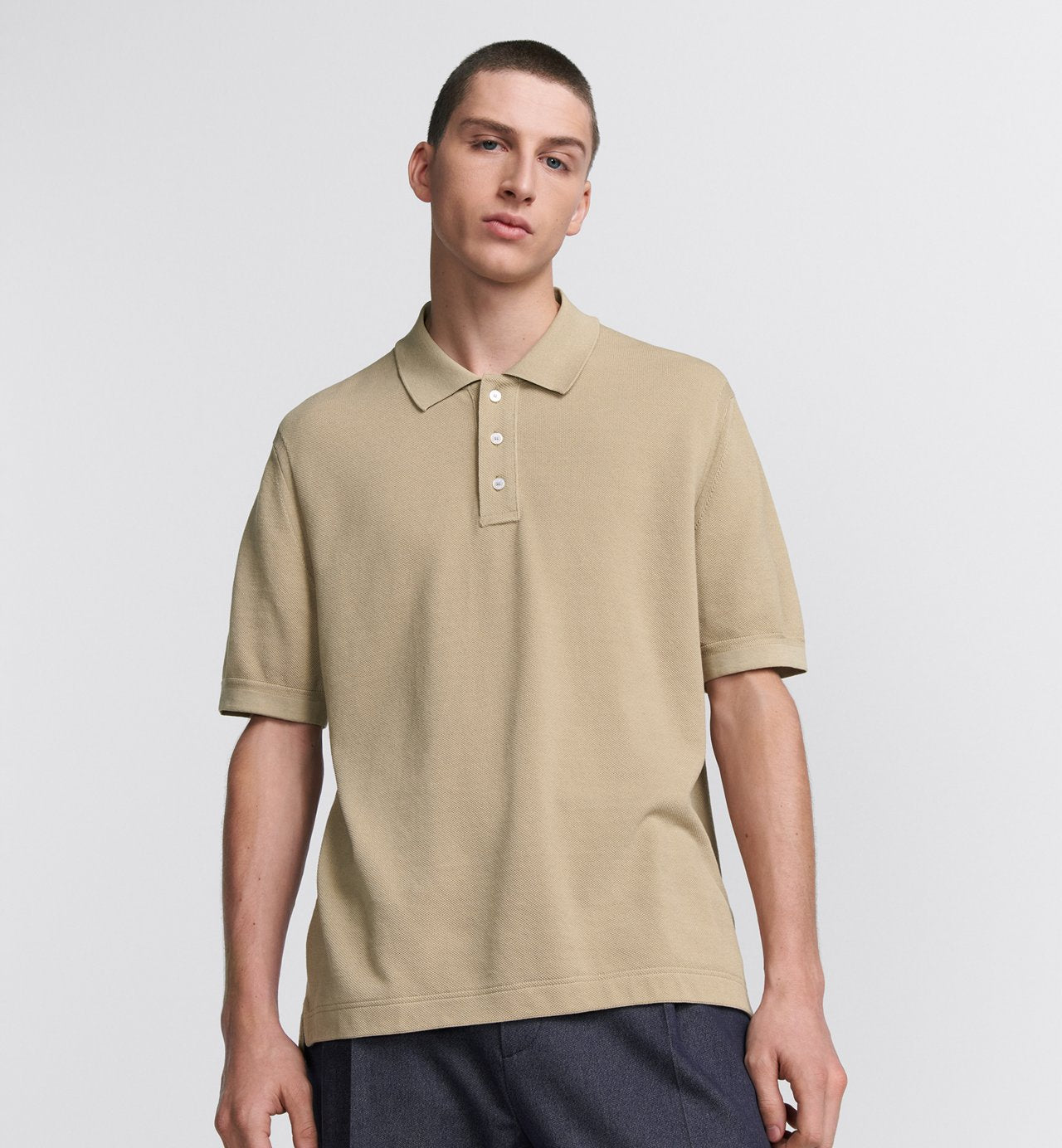 Icons Polo Shirt Beige Cotton And Silk Pique