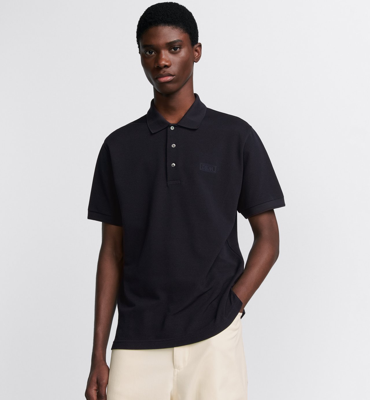 Icons Polo Shirt Navy Blue Cotton And Silk Pique