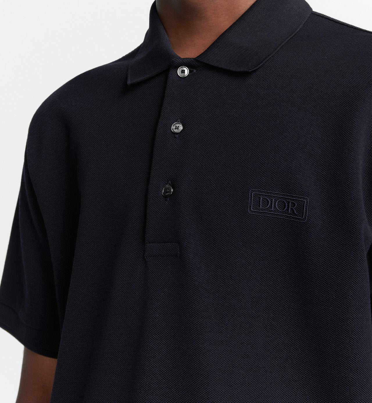 Icons Polo Shirt Navy Blue Cotton And Silk Pique