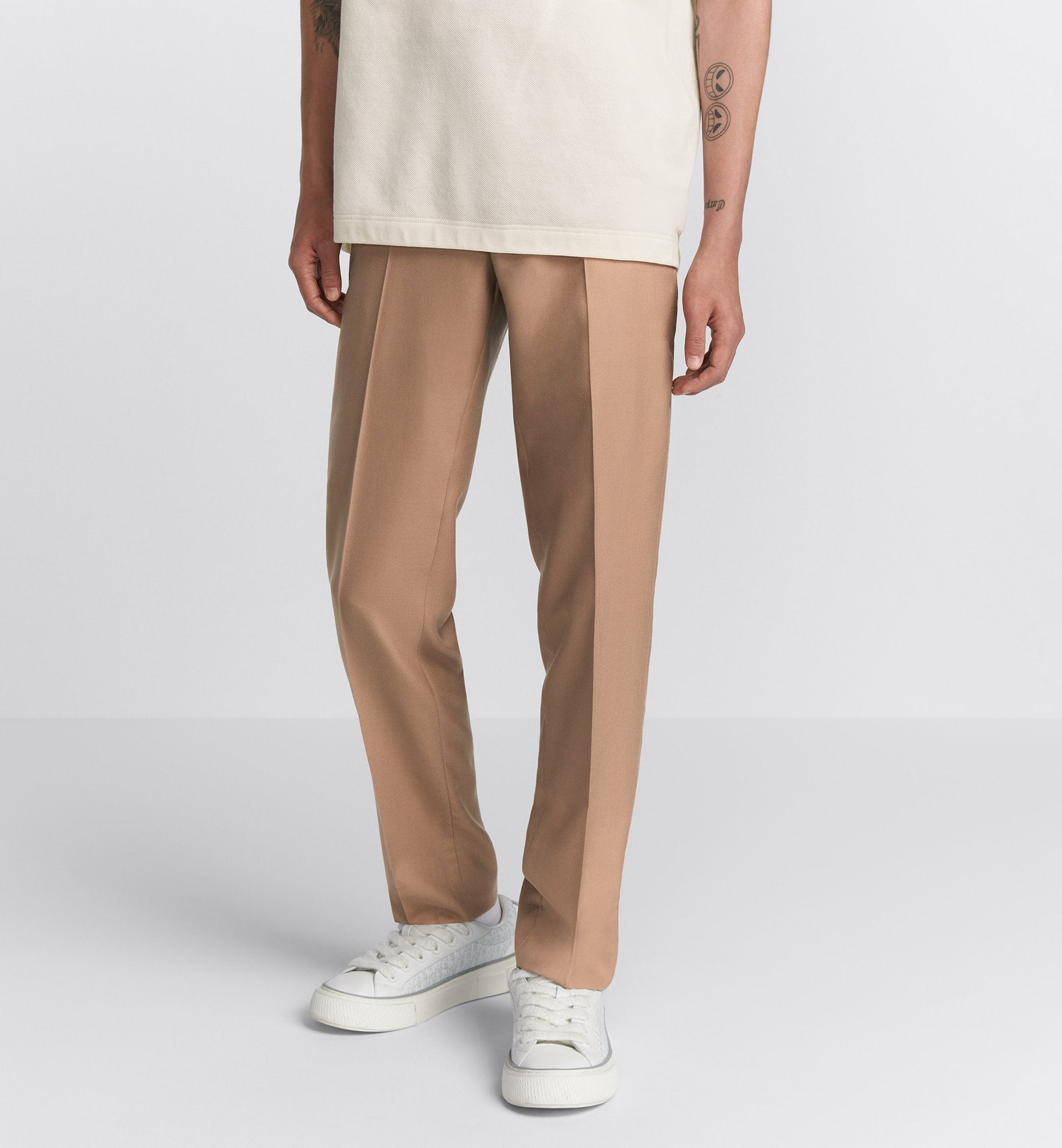 Icons Pants Beige Cashmere And Silk Twill