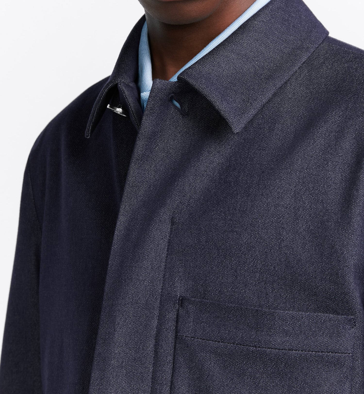 Icons Jacket Blue Denim-Effect Cotton And Cashmere Blend