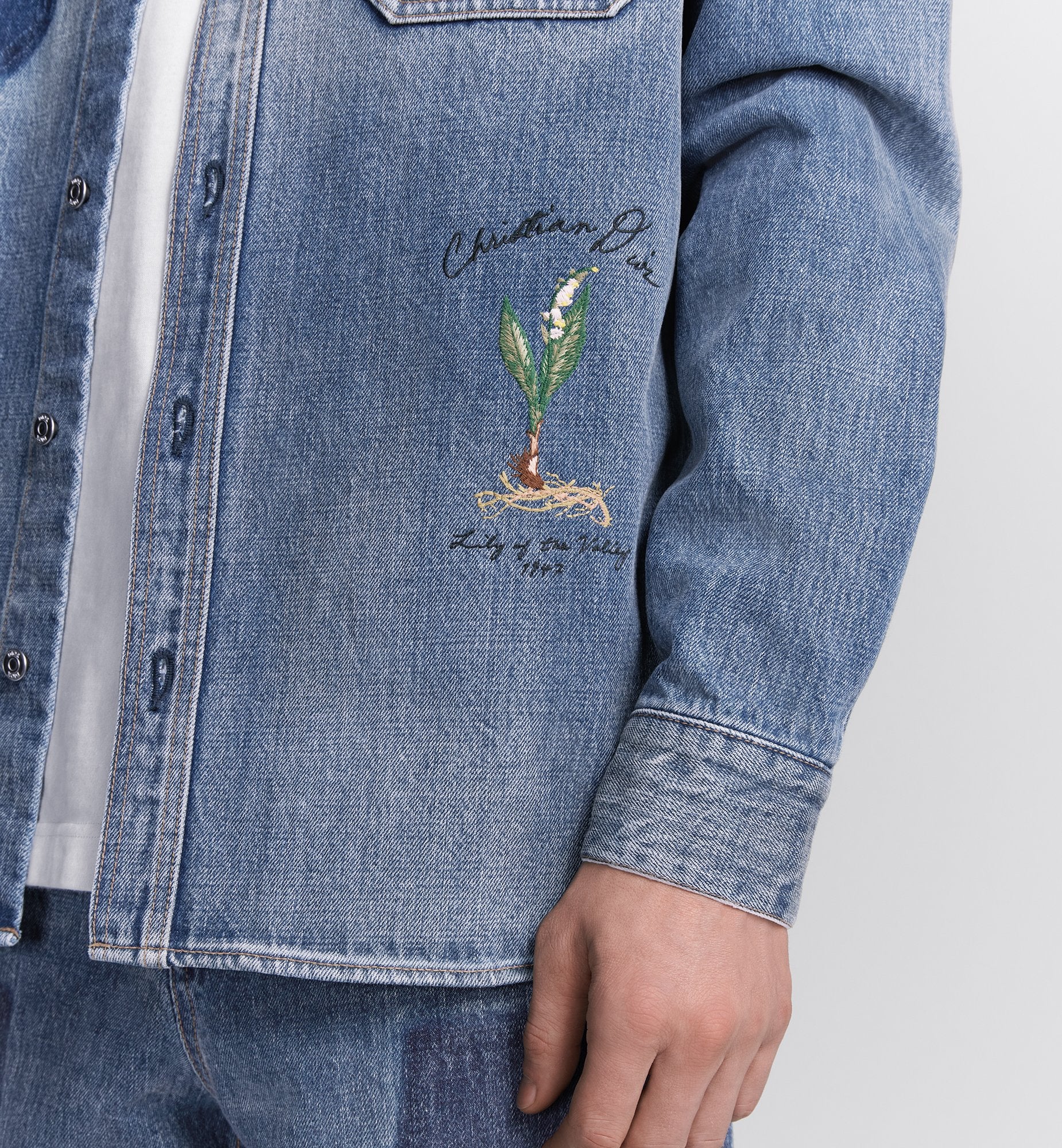 Classic-Fit Embroidered Shirt Blue Cotton Twill