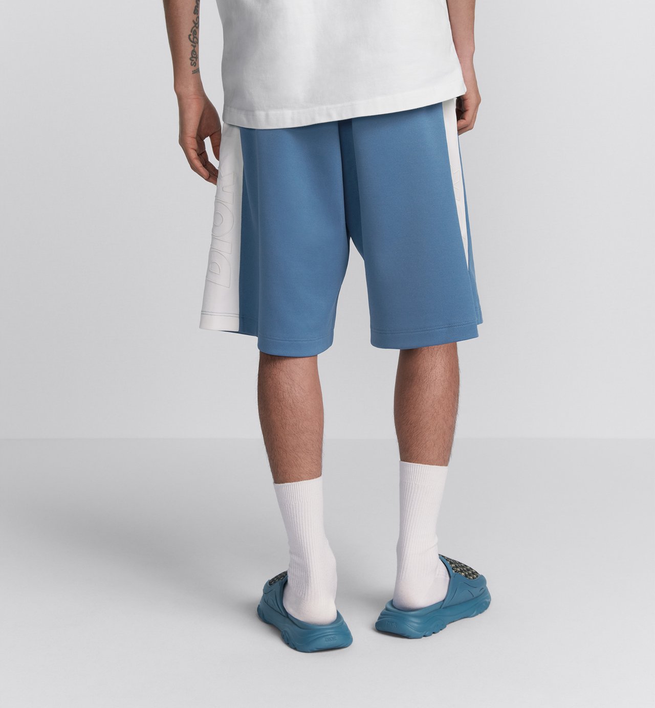 Dior And Parley Track Shorts Blue And White Parley Ocean Plastic® Cotton-Blend Jersey