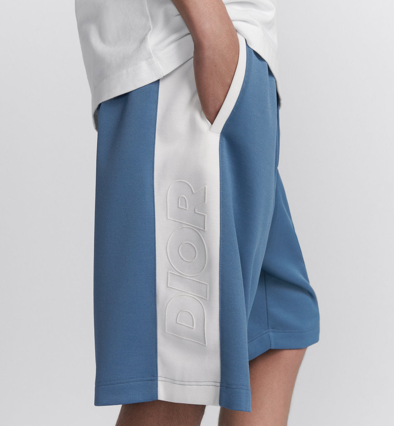 Dior And Parley Track Shorts Blue And White Parley Ocean Plastic® Cotton-Blend Jersey