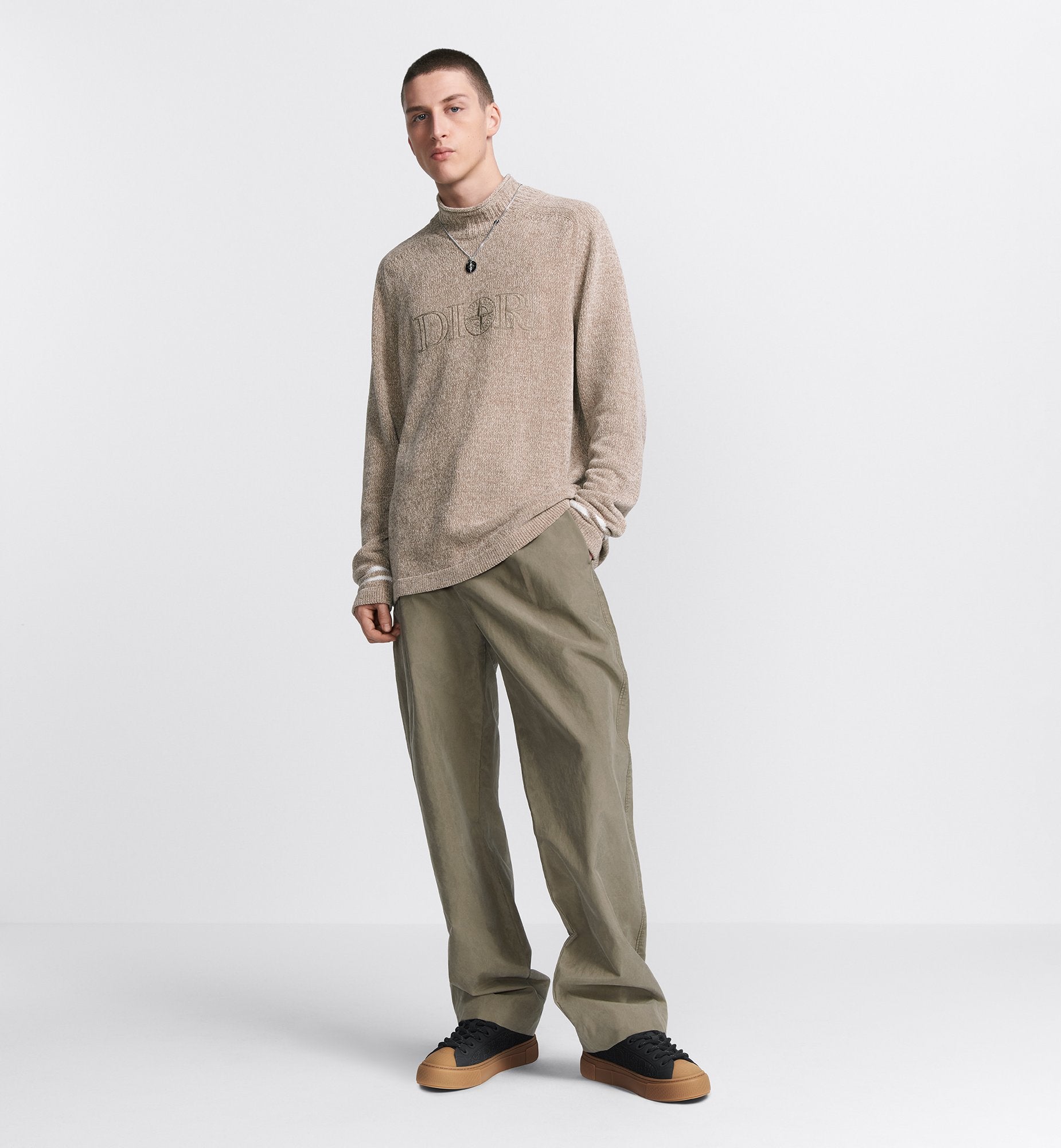 Dior And Stone Island Loose-Fit Pants Light Brown Cotton-Blend Satin