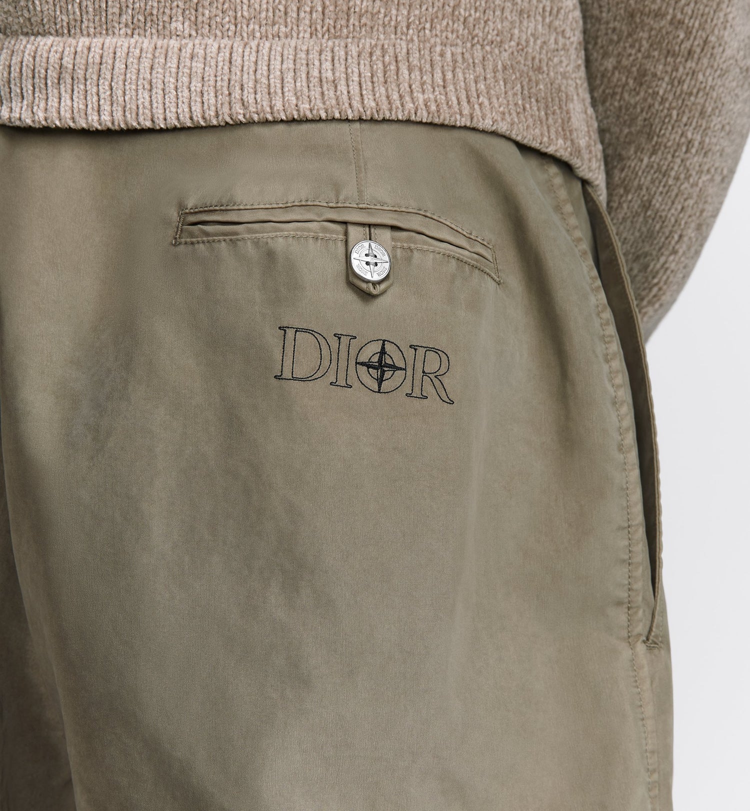 Dior And Stone Island Loose-Fit Pants Light Brown Cotton-Blend Satin