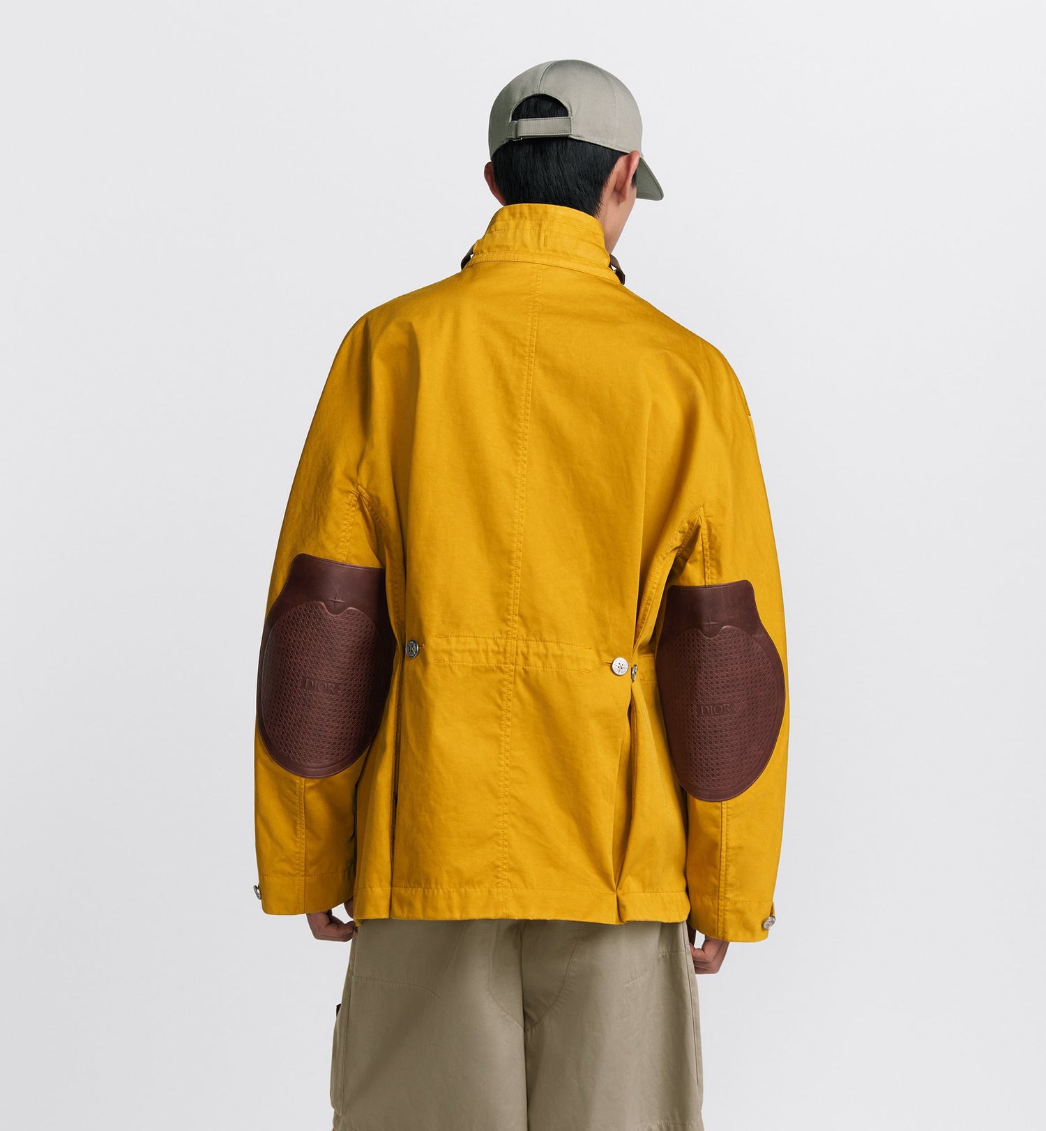 Dior And Stone Island Jacket Yellow Cotton-Blend Satin