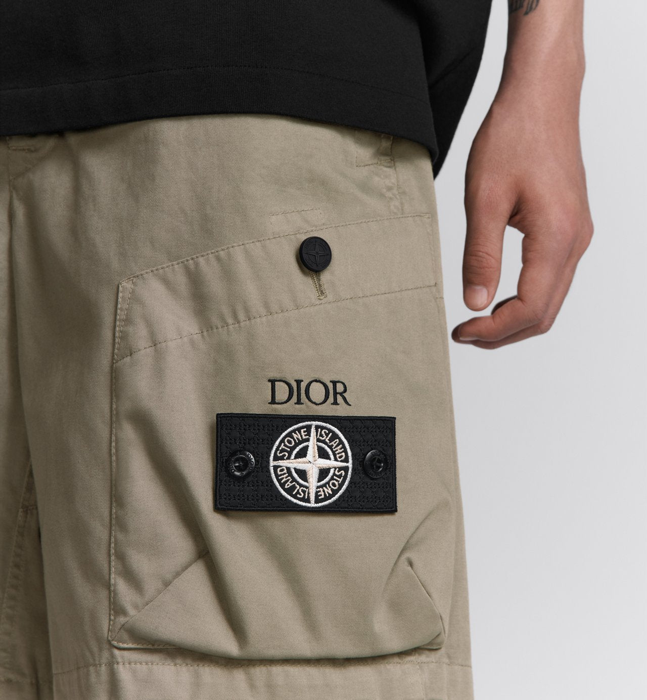 Dior And Stone Island Bermuda Shorts Brown Cotton-Blend Satin