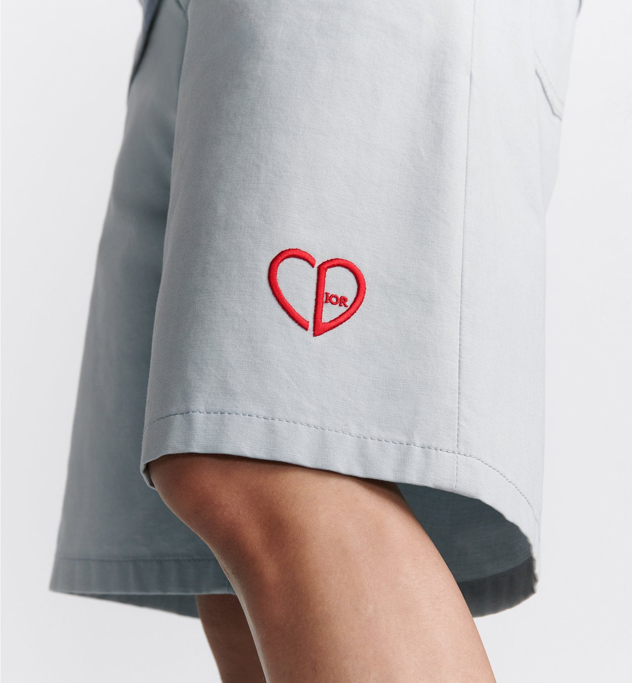 Cd Heart Bermuda Shorts Gray Cotton Canvas