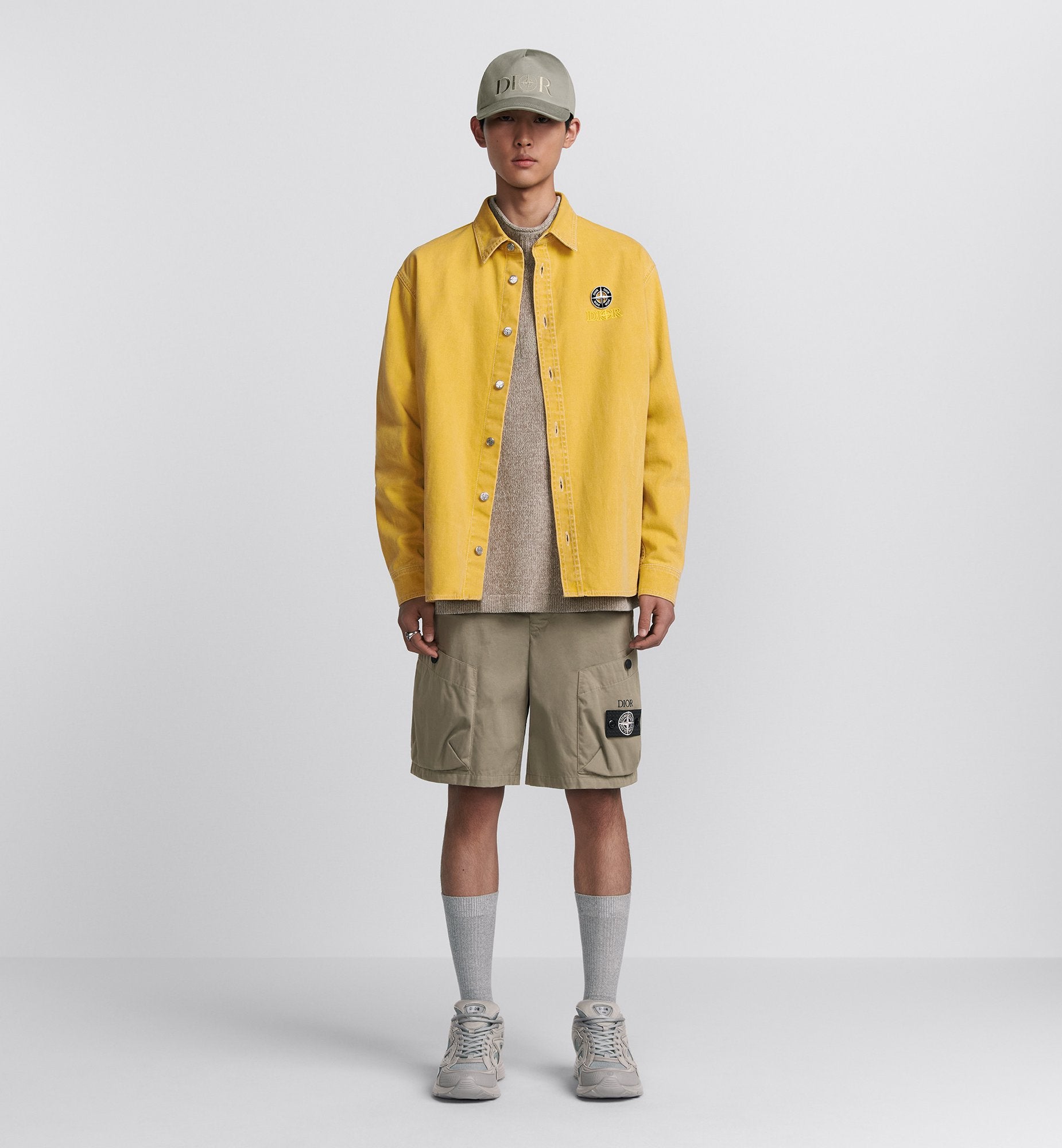 Dior And Stone Island Overshirt Yellow Cotton