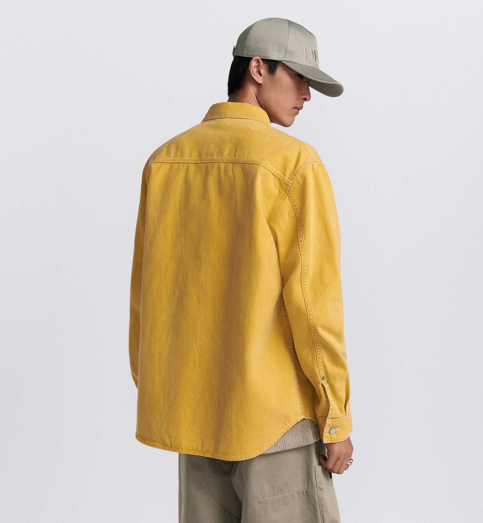 Dior And Stone Island Overshirt Yellow Cotton